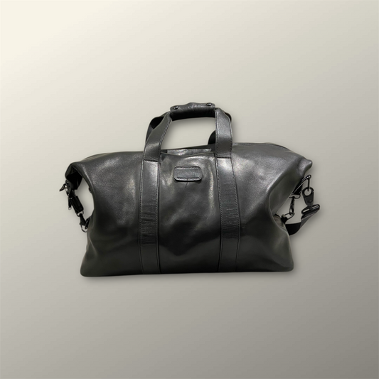 Tumi Black Leather Duffle Bag