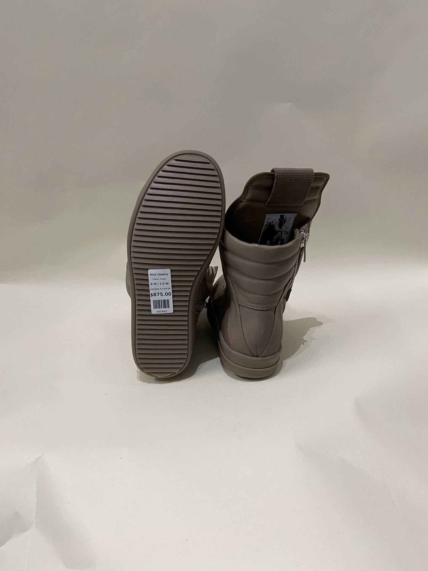 Rick Owens Taupe Leather Geobasket Sneakers 6 M / 7.5 W