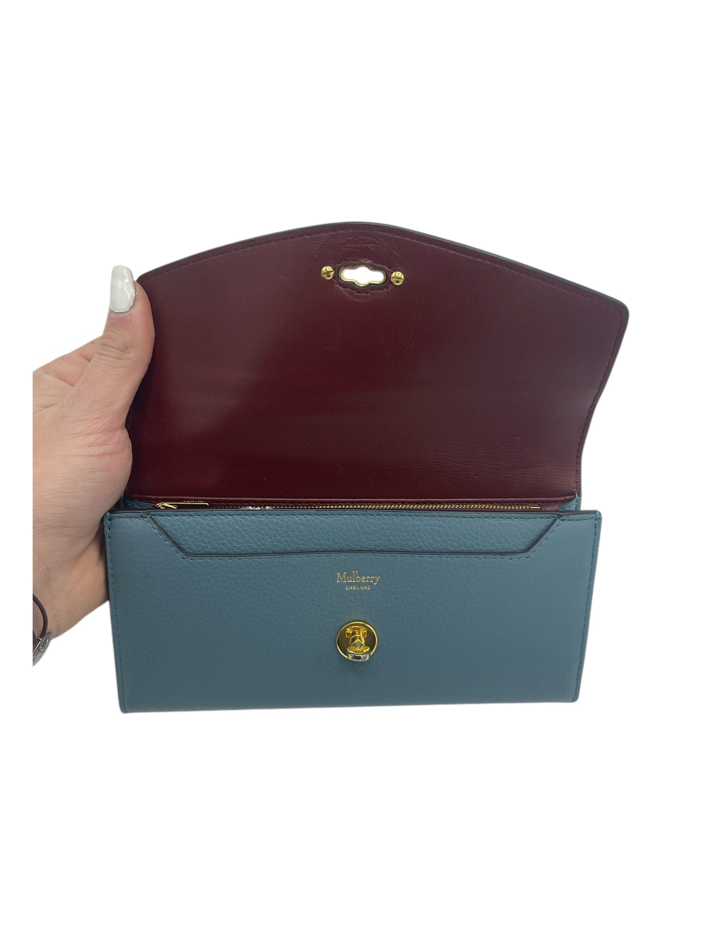 Mulberry Robin Egg Blue Leather Darley Wallet