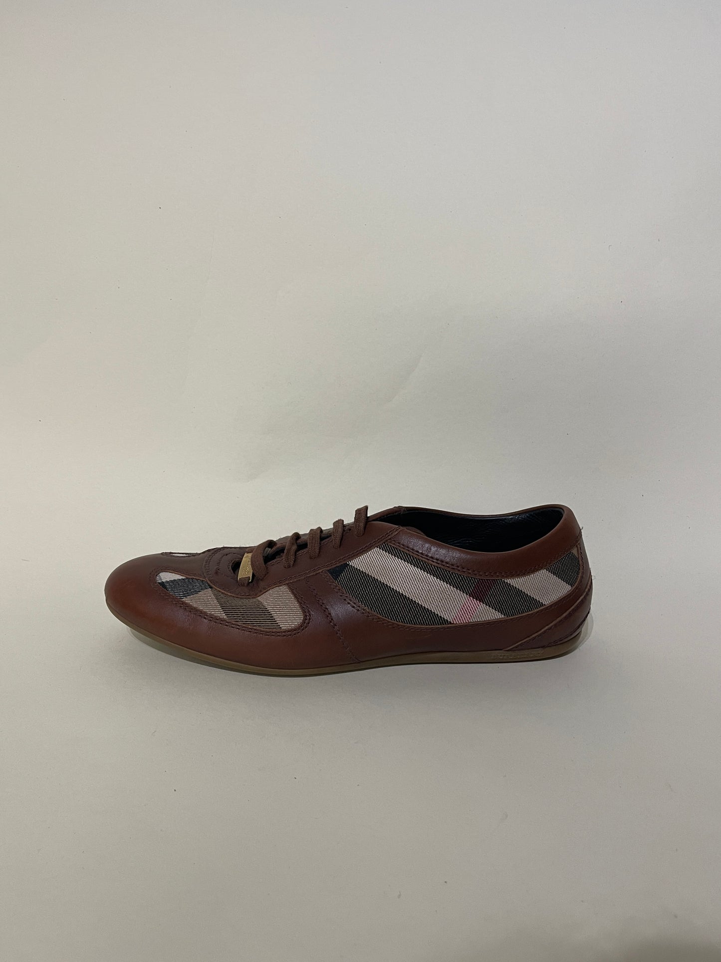Burberry Light Brown & Nova Check Canvas Sneakers 7 M / 8.5 W