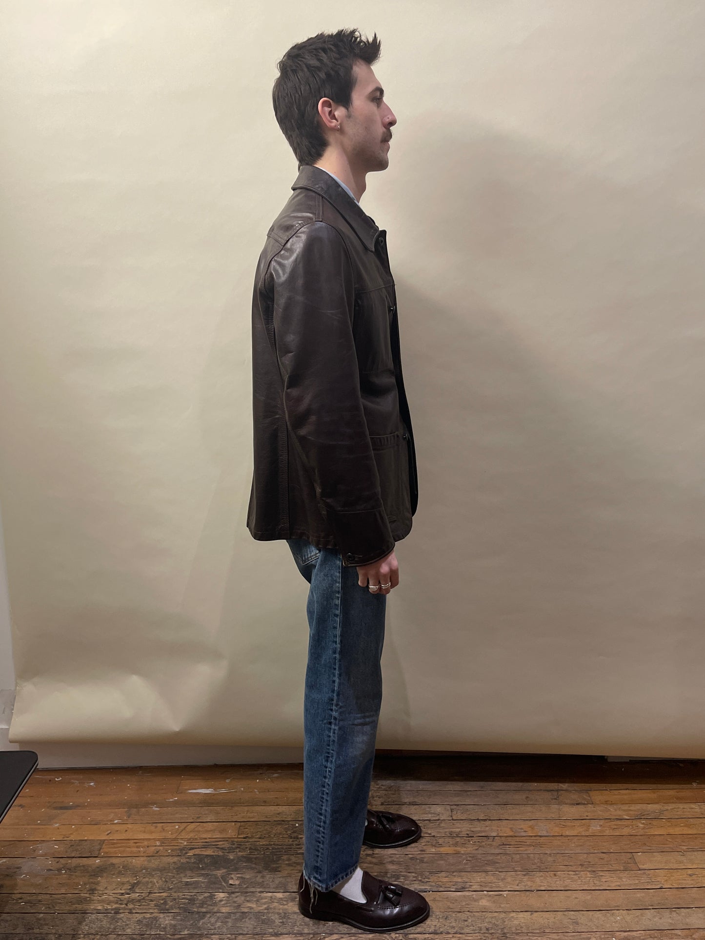 Schott NYC Dark Brown Cowhide Unlined Chore Coat Medium - M