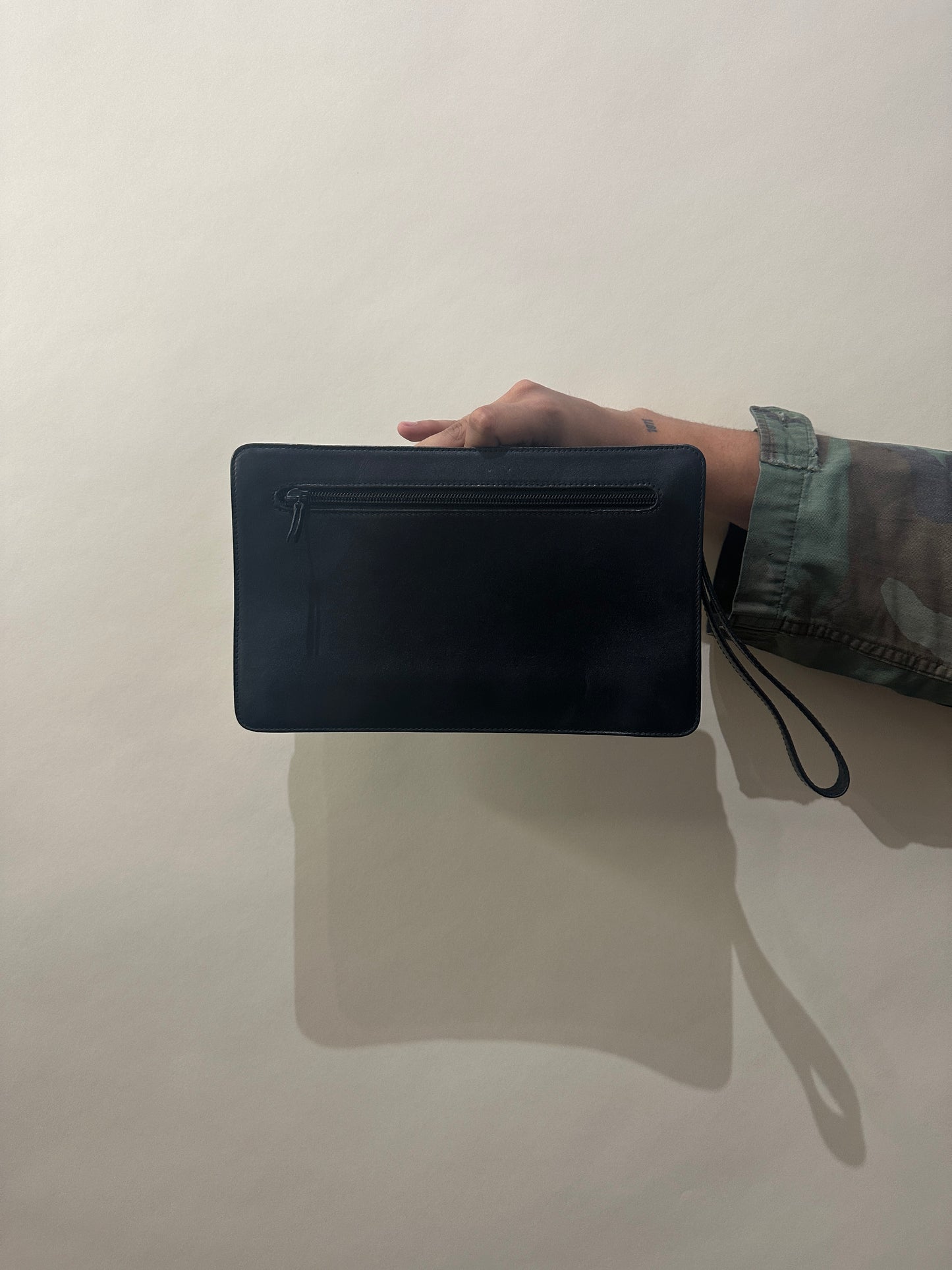 Dunhill Black Leather Wristlet Clutch Wallet