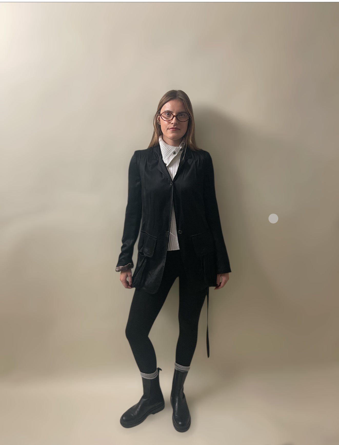 Ann Demeulemeester Black Rayon Belted Blazer 38