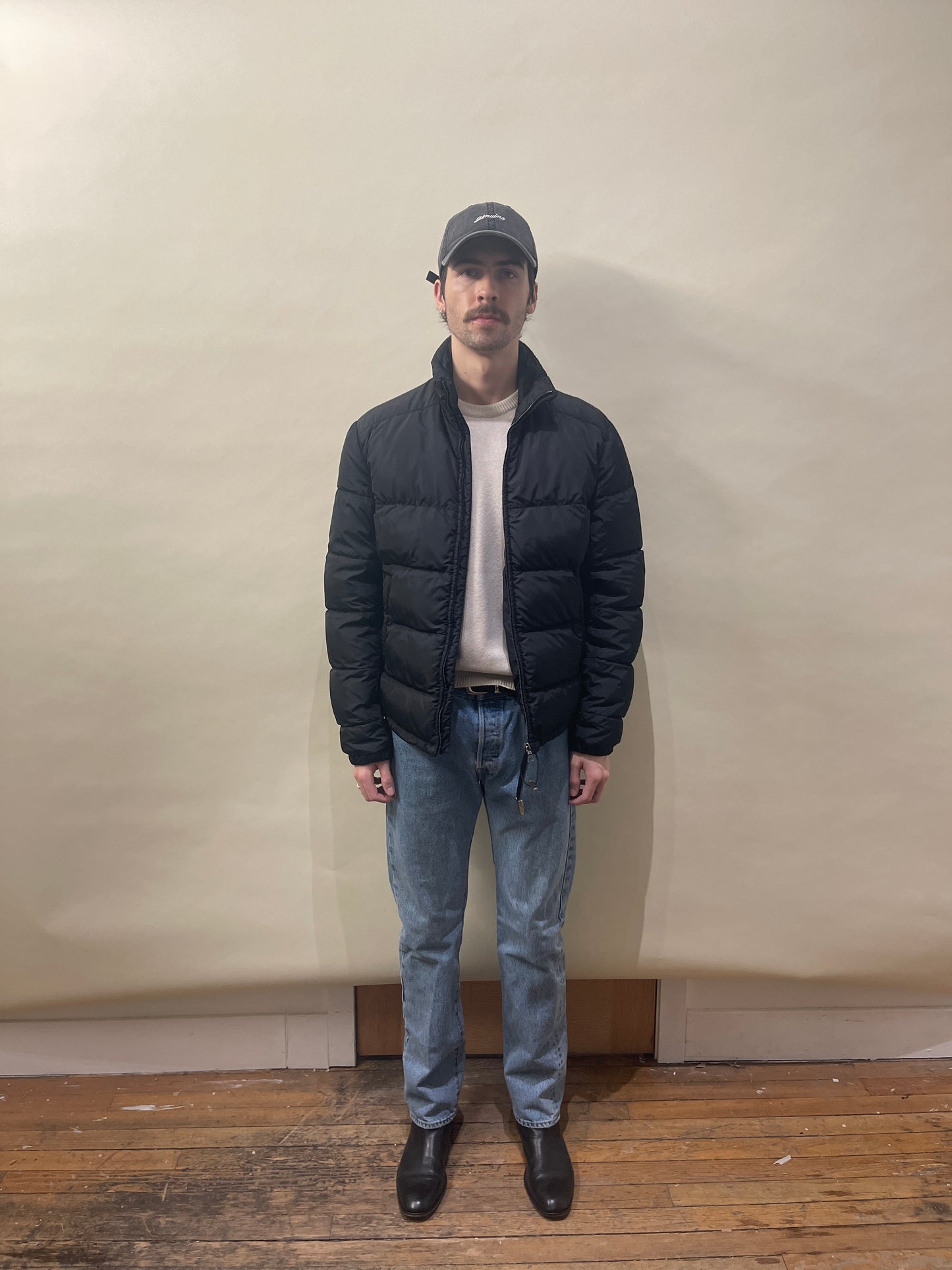 Prada Black Down Filled Short Puffer Jacket Large - L