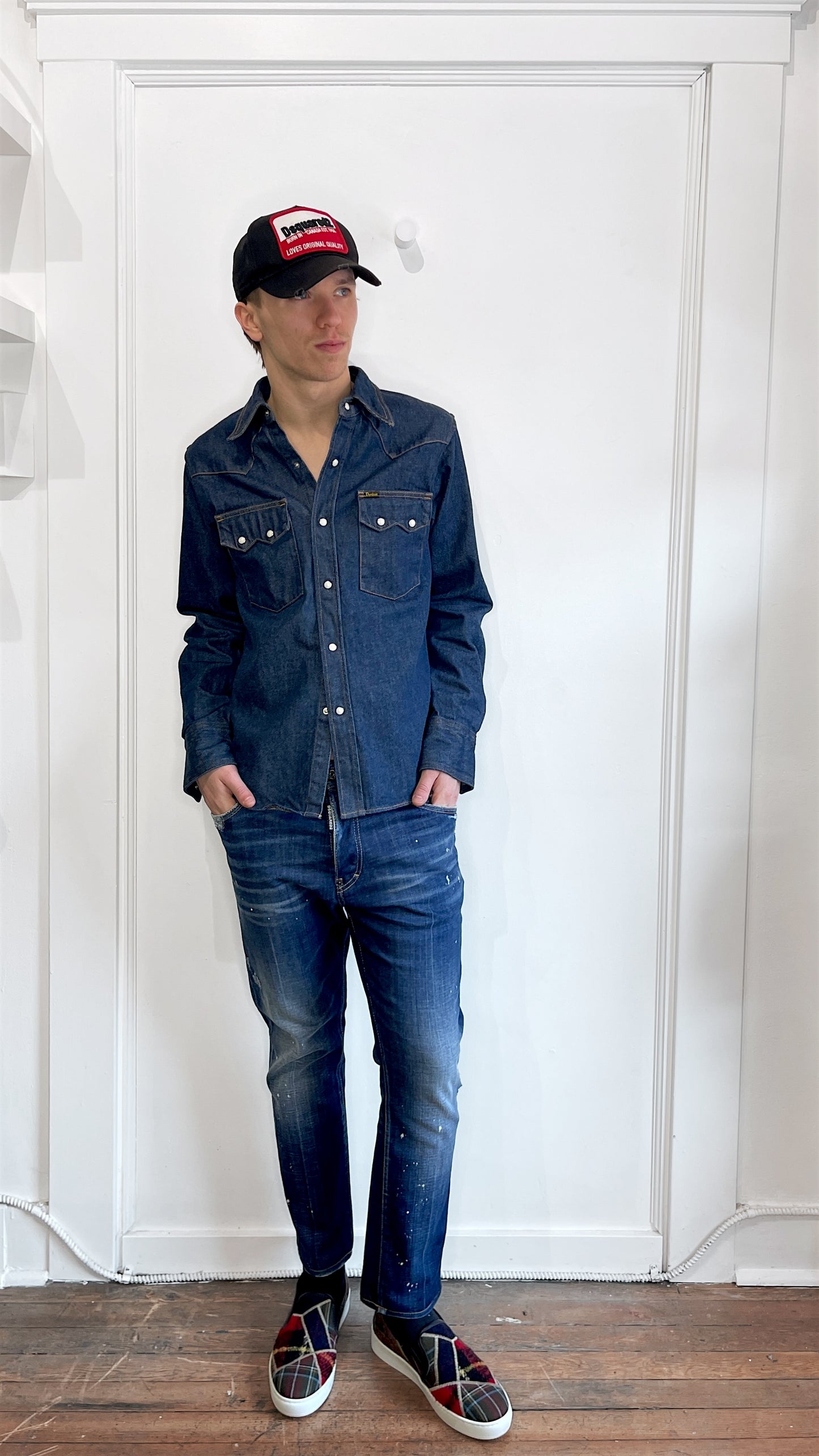 Studio D'artisan Indigo Snap Button Western Overshirt 38