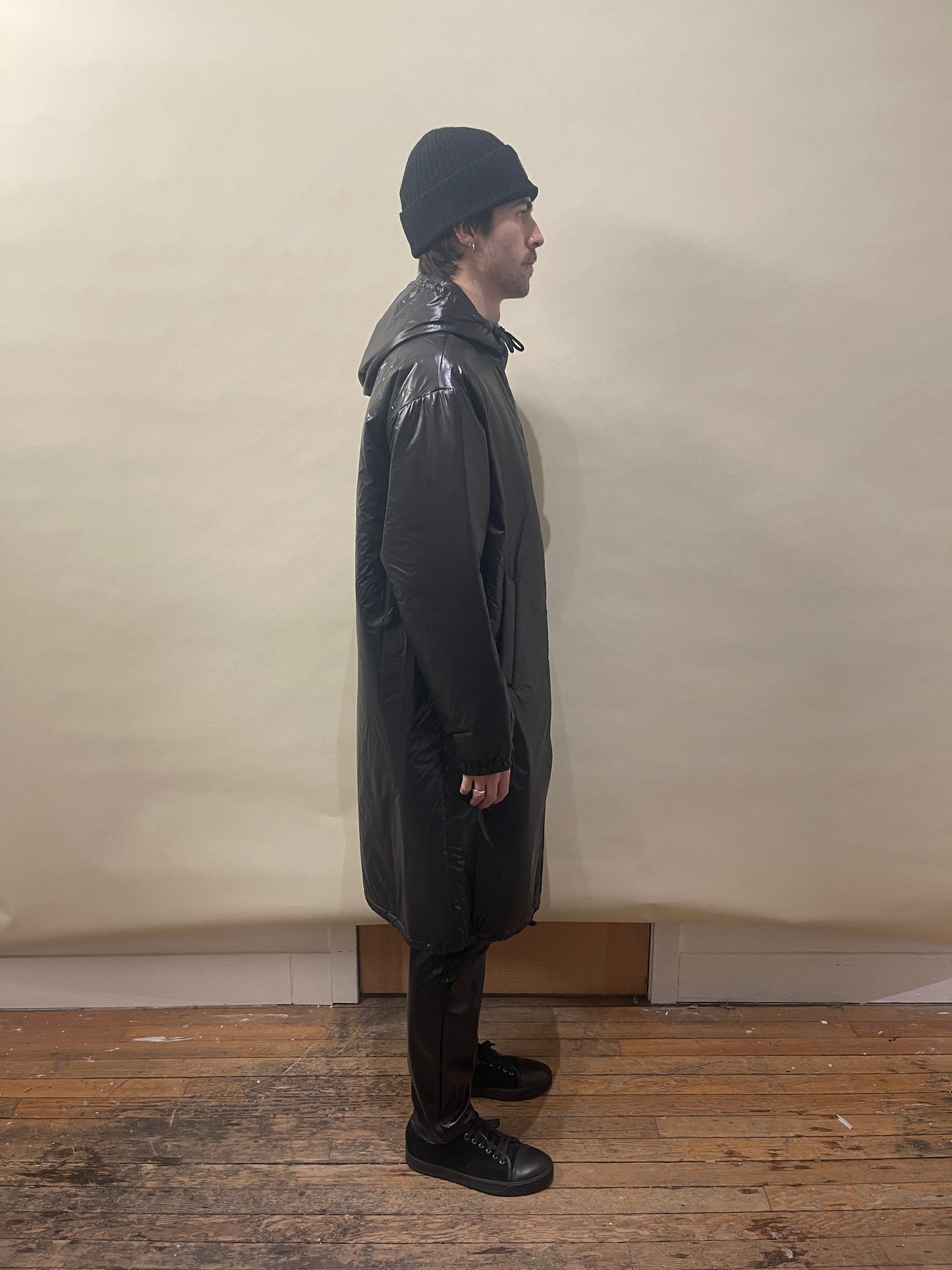 Dries Van Noten Black Polyamide Hooded Long Puffer Coat Small - S