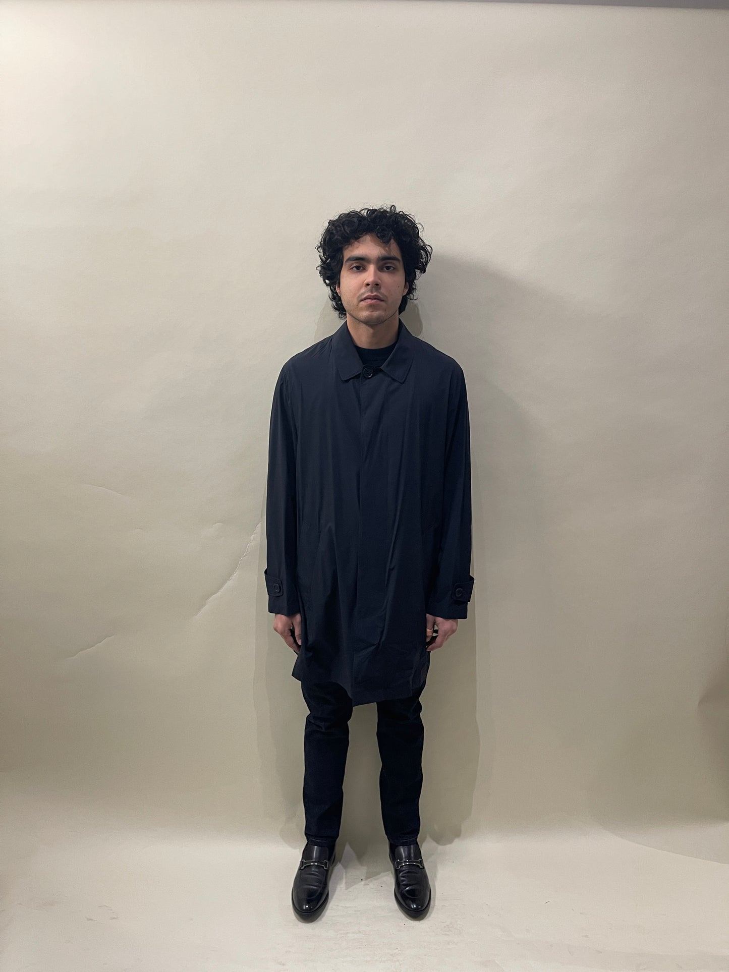 Brunello Cucinelli Navy Blue Polyamide Blend Lightweight Unlined Coat 42