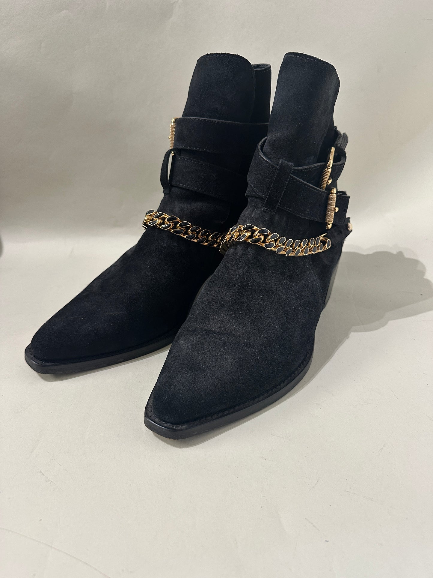 Amiri Black Suede Cuban Heel Jodphur Boots 8 M / 9.5 W