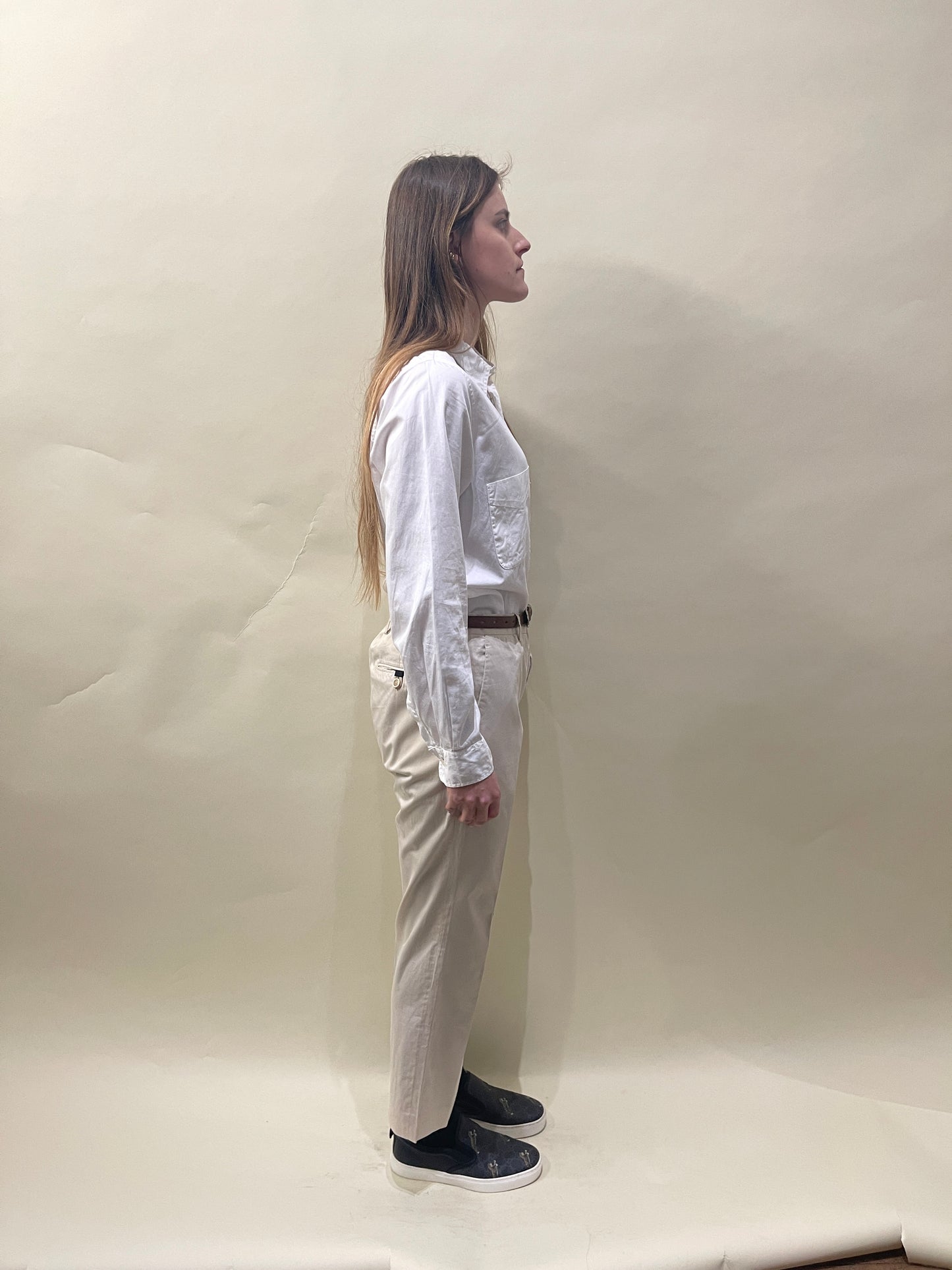 Prada Light Beige Straight Fit Lightweight Chino Pants 34