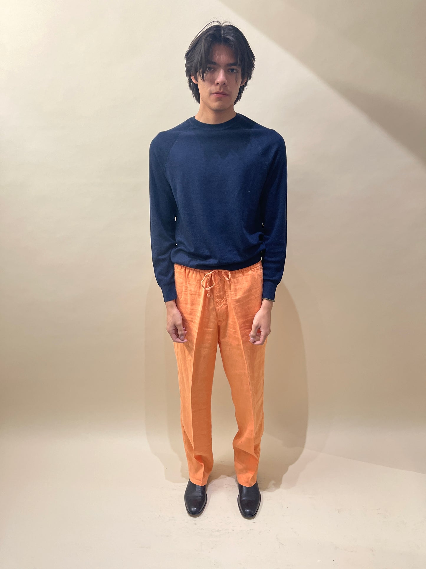 ZegnaSport Orange Linen Straight Fit Easy Pants Large - L