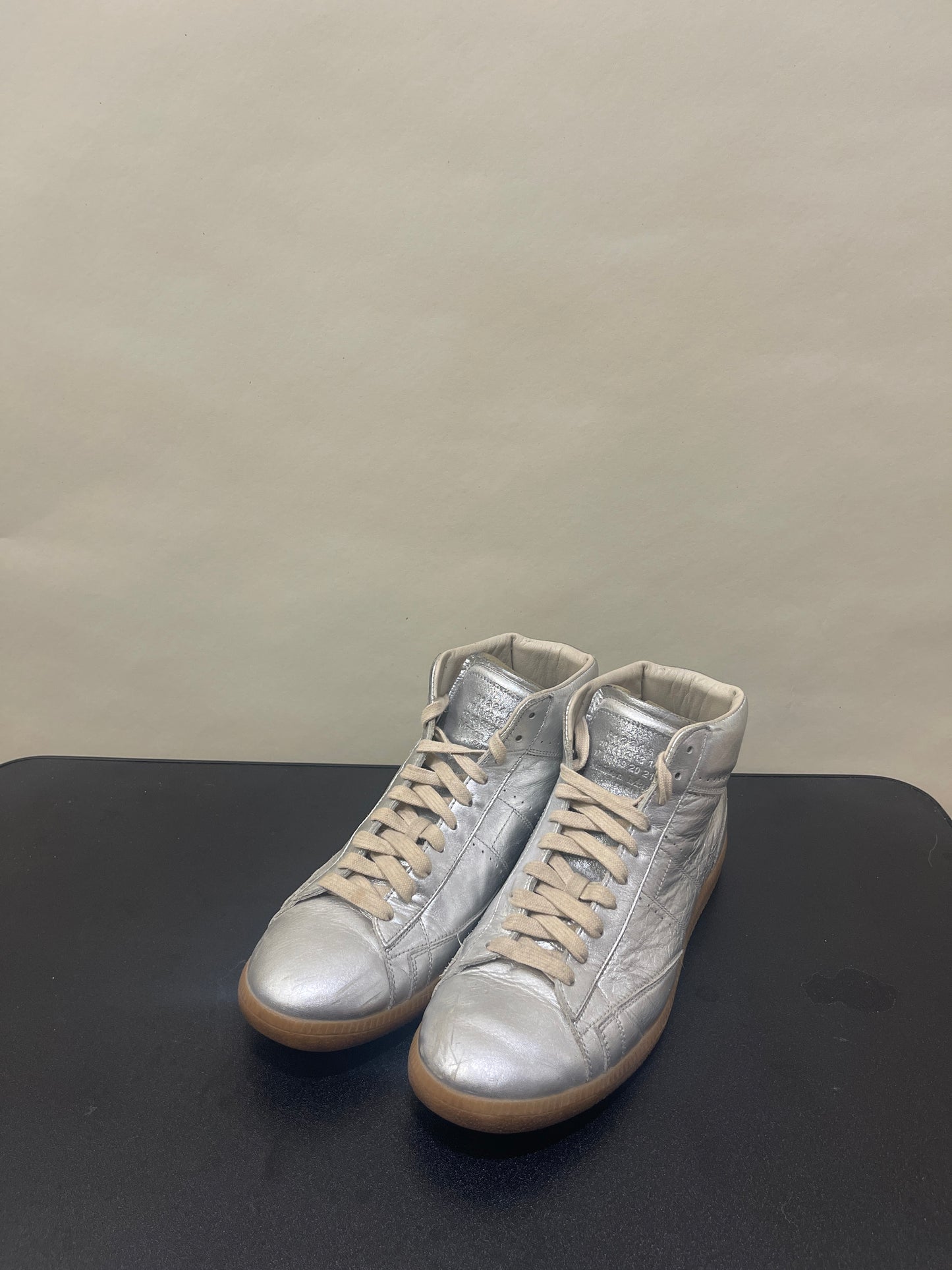 Maison Margiela Silver Leather High Top Sneakers 8 M / 9.5 W
