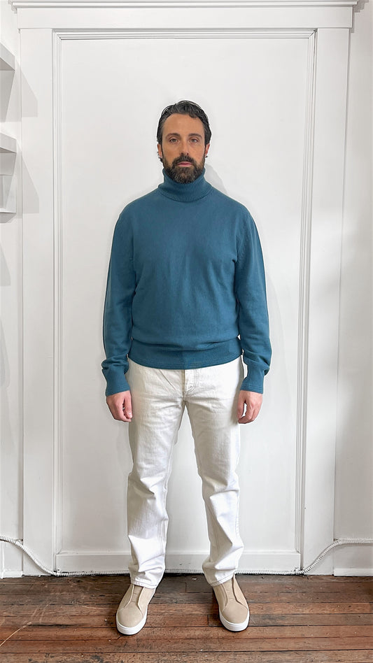 Tom Ford Teal Blue Cashmere Turtleneck Sweater 44