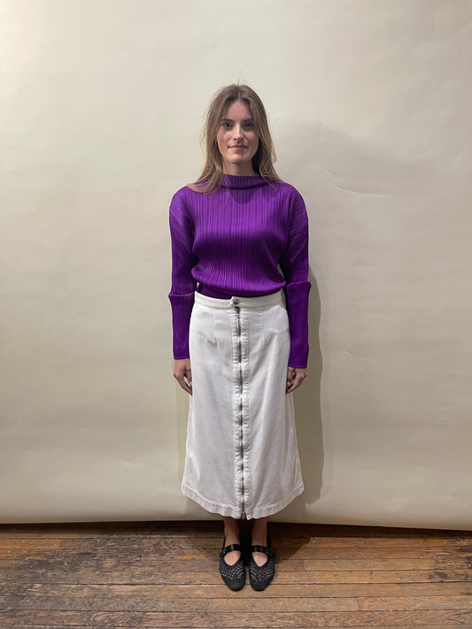 Eckhaus Latta White Cotton Corduroy Front Zip Skirt Medium - M