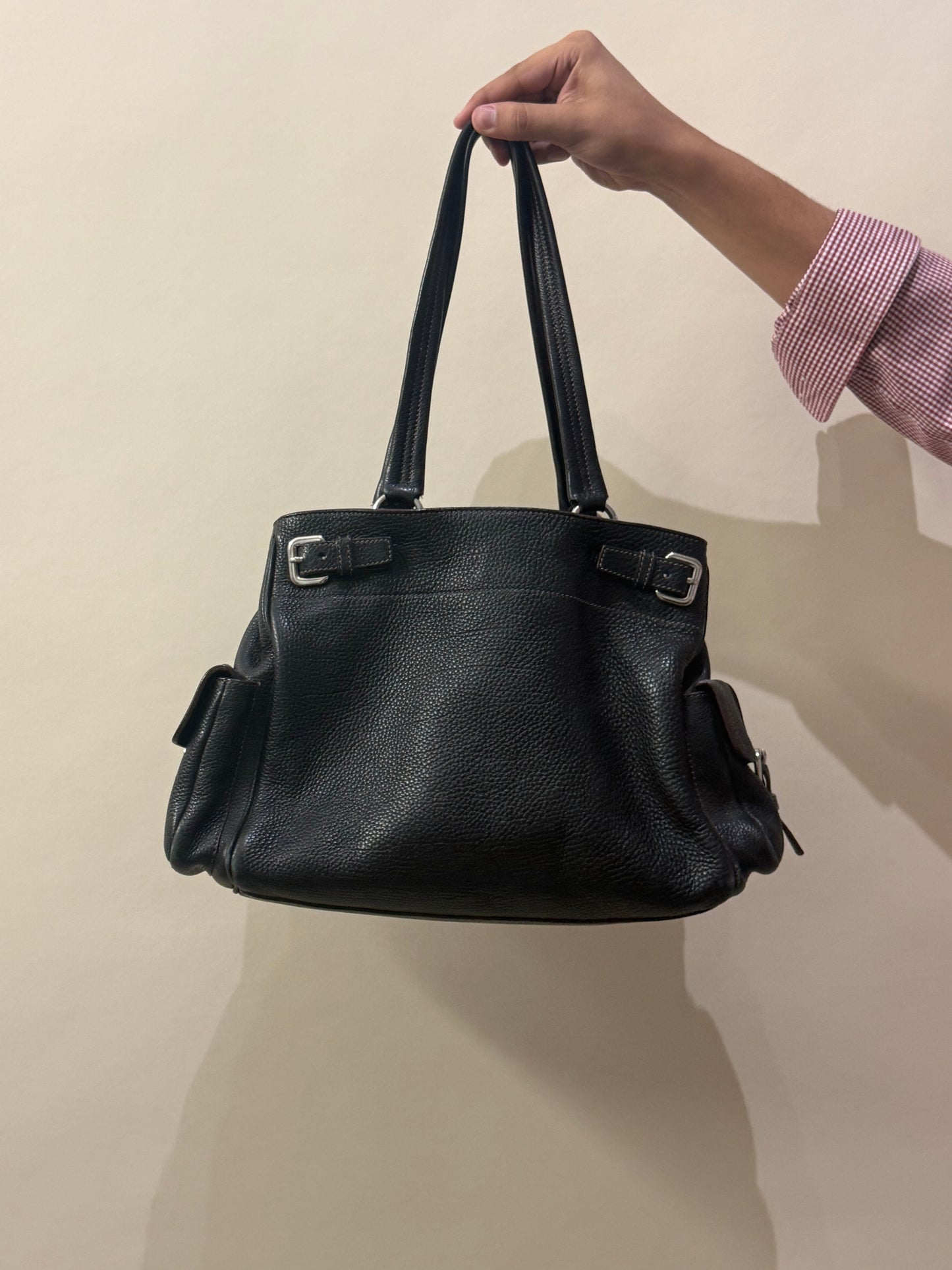 Prada Black Pebbled Leather Vitello Daino Bag