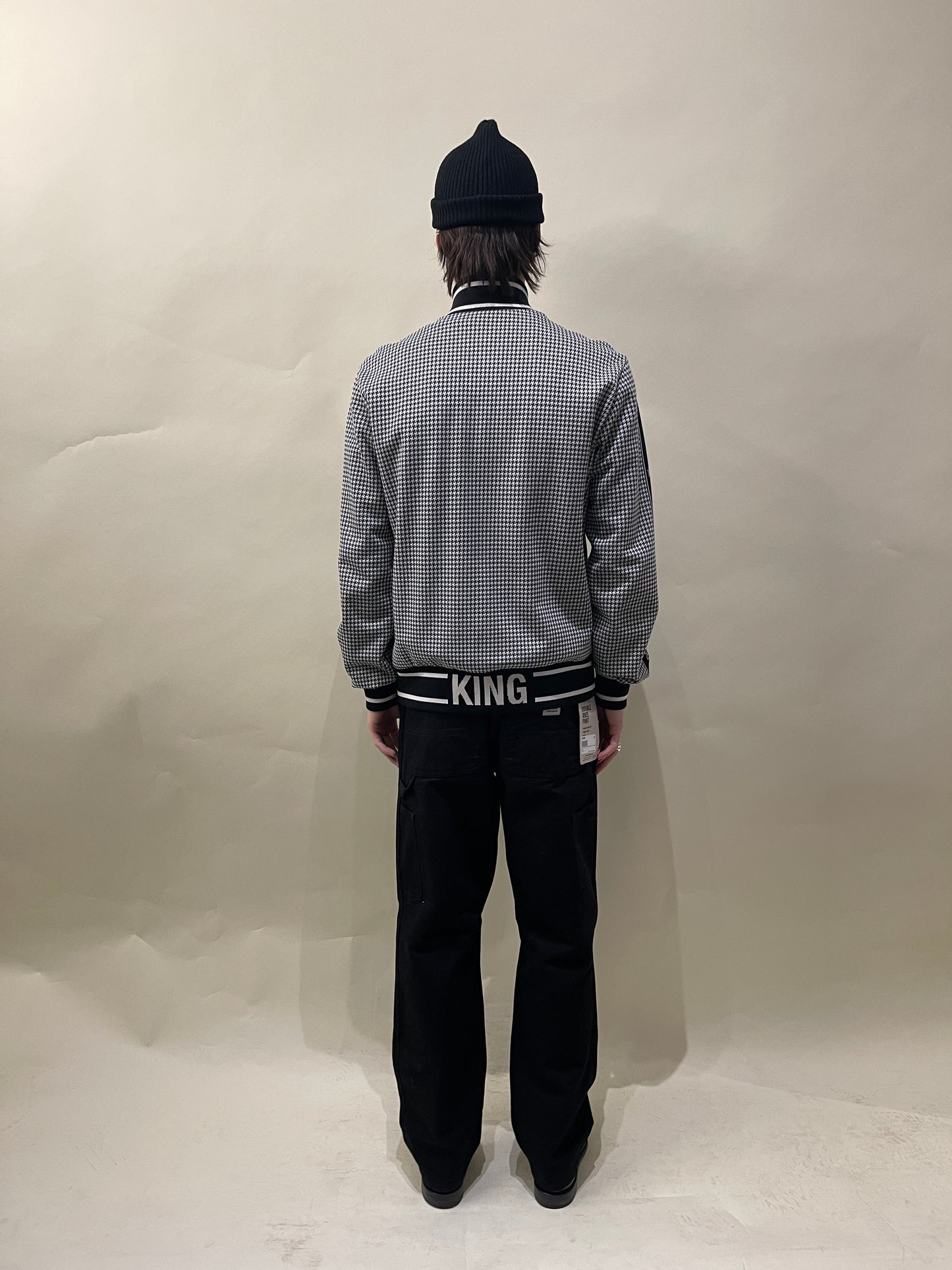 Dolce & Gabbana Black & White Houndstooth Cotton Blend Track Jacket 48