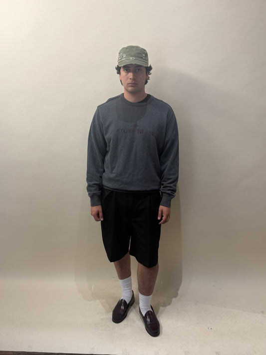 Stone Island Dark Grey & Maroon Faded Logo Crewneck Sweater XXL