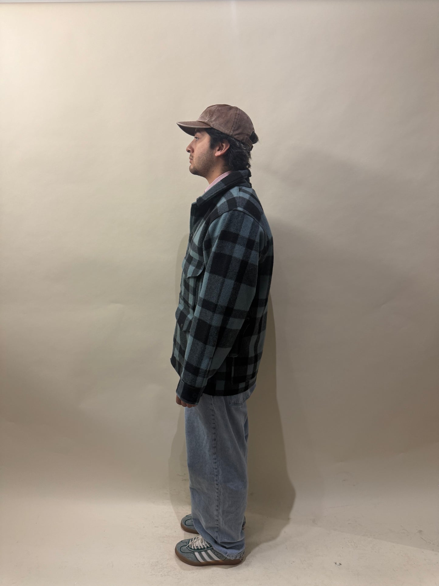 Filson Muted Teal & Black Plaid Mackinaw Cruiser Jacket Medium - M