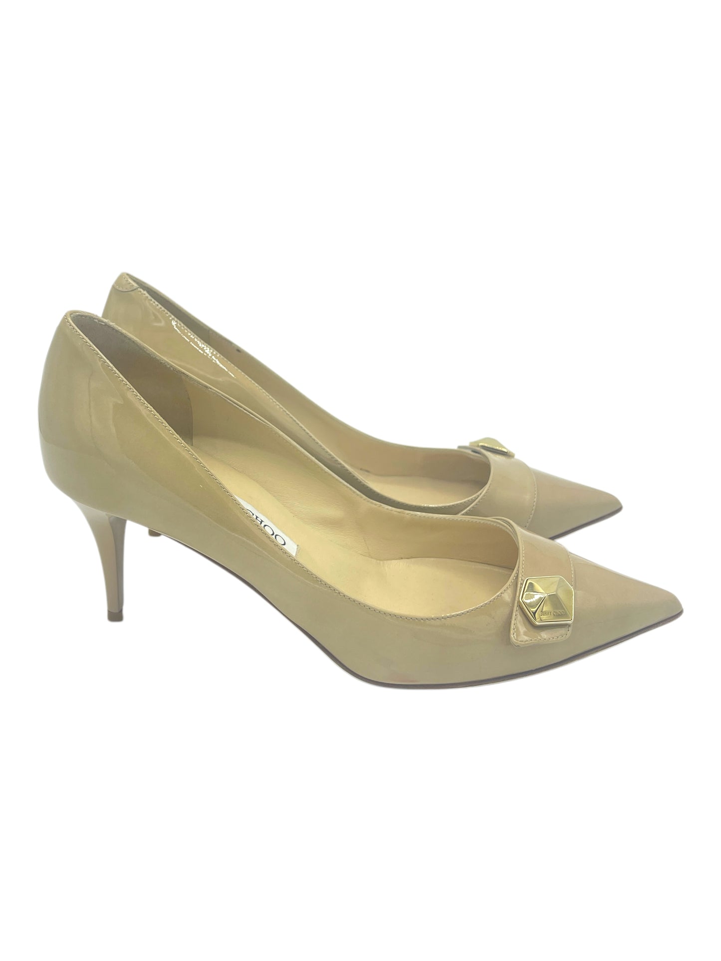 Jimmy Choo Beige Patent Leather Strap Pumps 7 M / 8.5 W