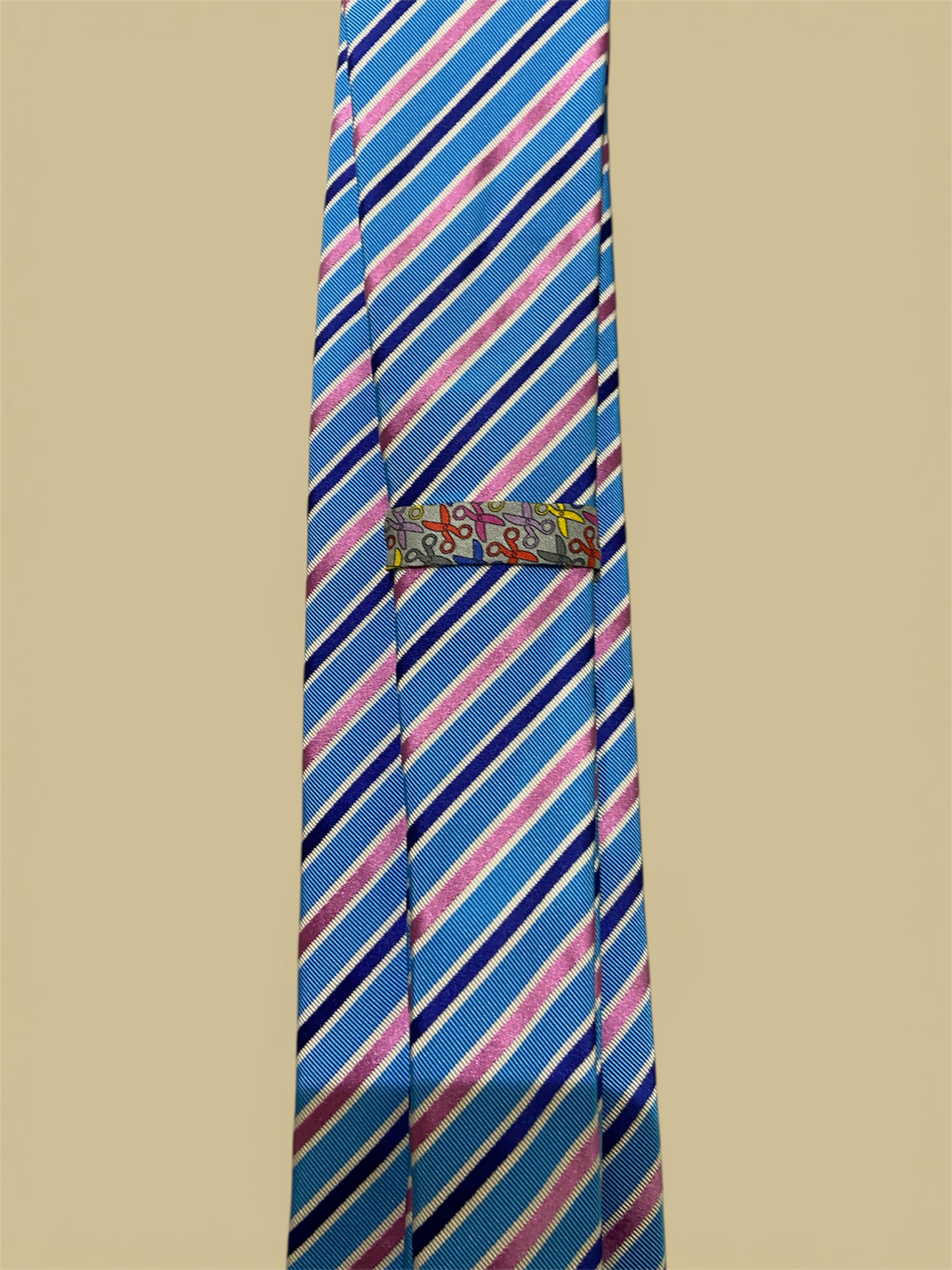 Eton Candy Pink & Blue Diagonal Striped Silk Blend Tie
