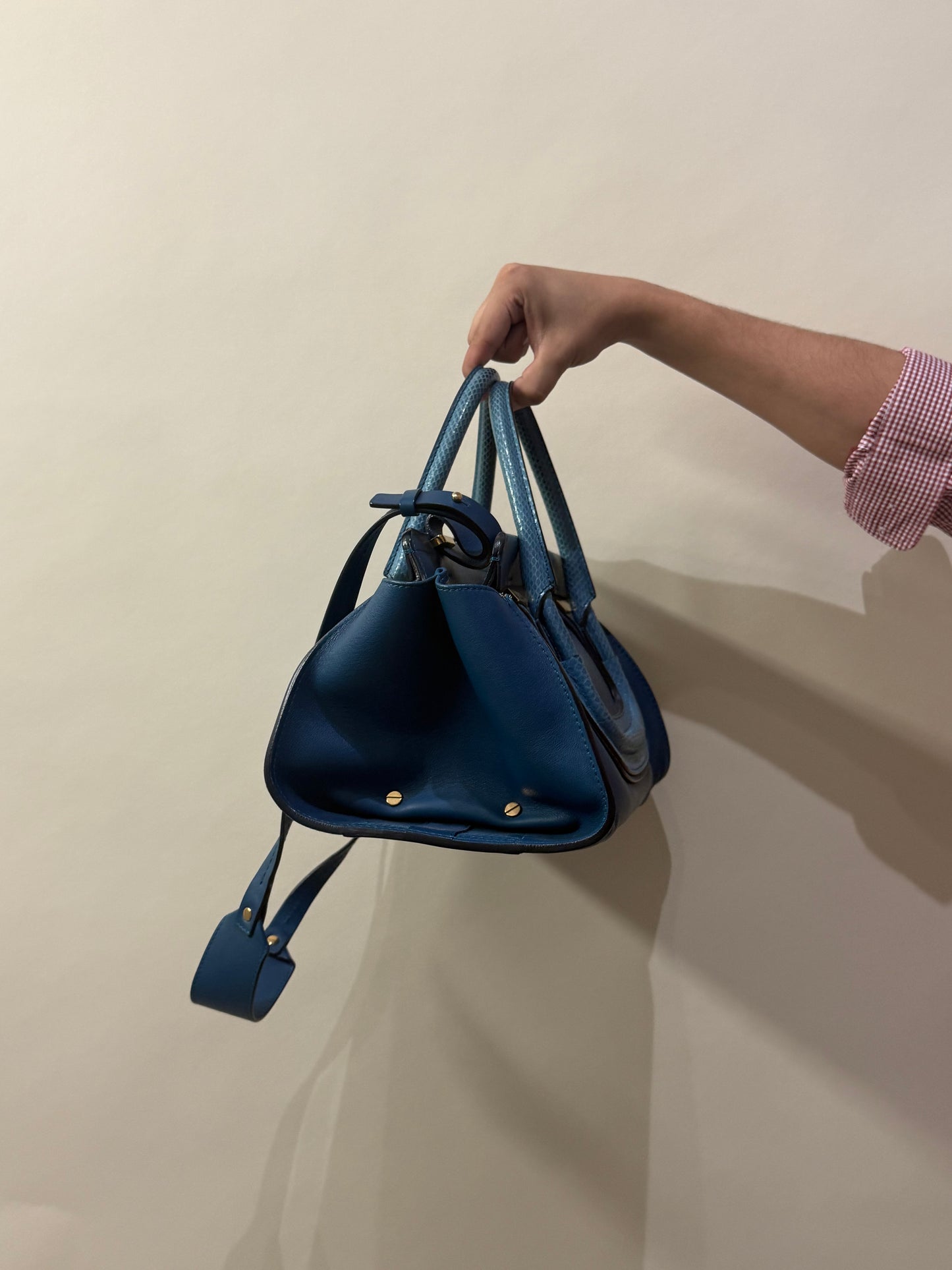 Chloé Multi Blue Mixed Material Everston Convertible Doctor Bag