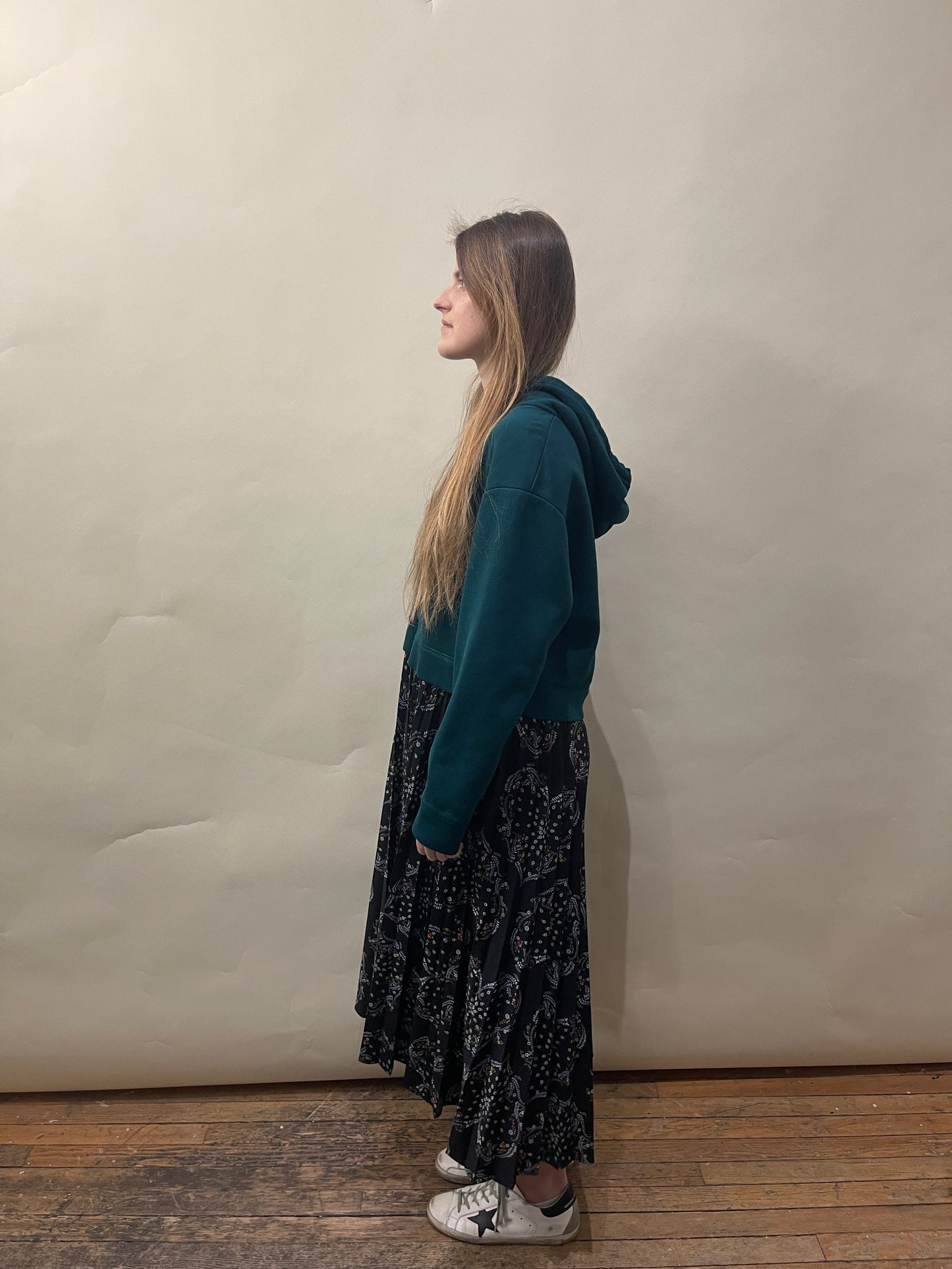 Sandro Turquoise & Black Maxi Hoodie Dress 40