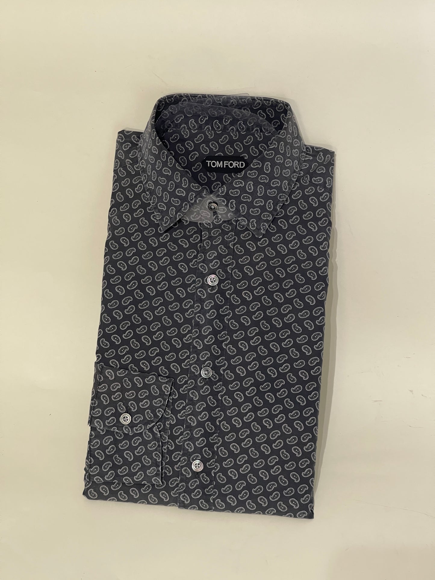 Tom Ford Grey Paisley Casual Shirt Medium