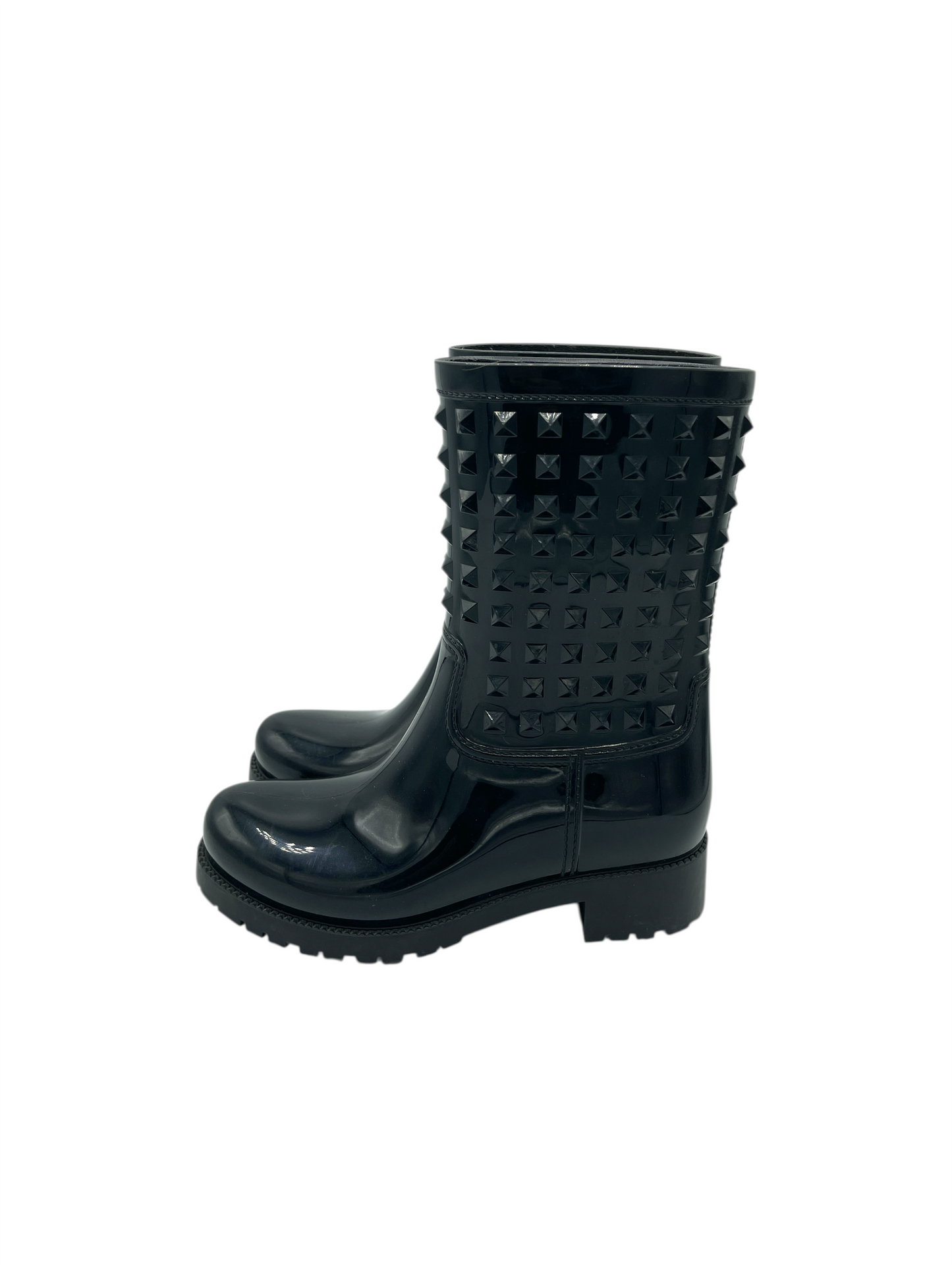 Valentino Black Rubber Rockstud Rain Boots 4.5 M / 6 W