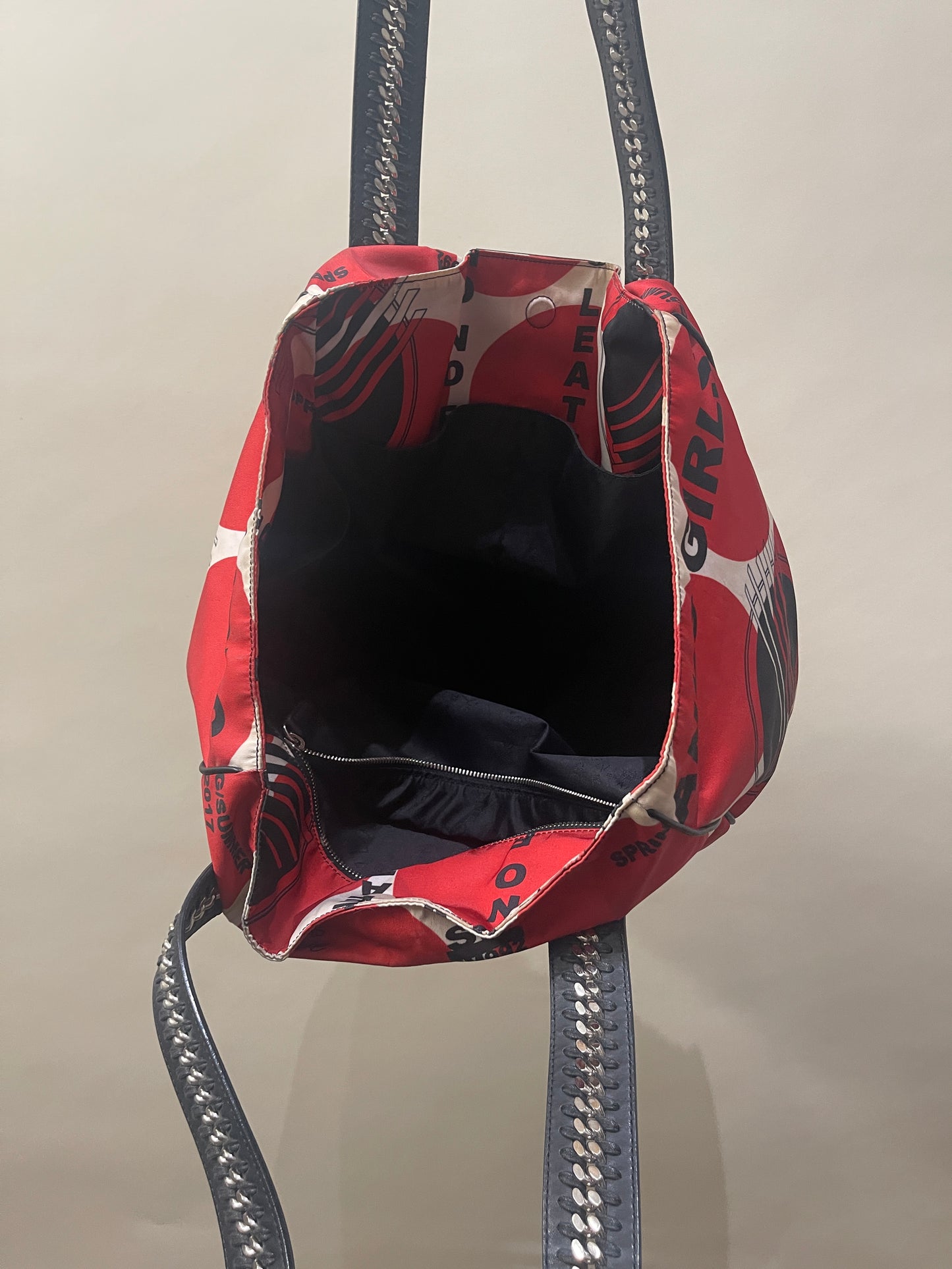 Stella McCartney Red & Black Nylon 'Thanks Girls' Tote