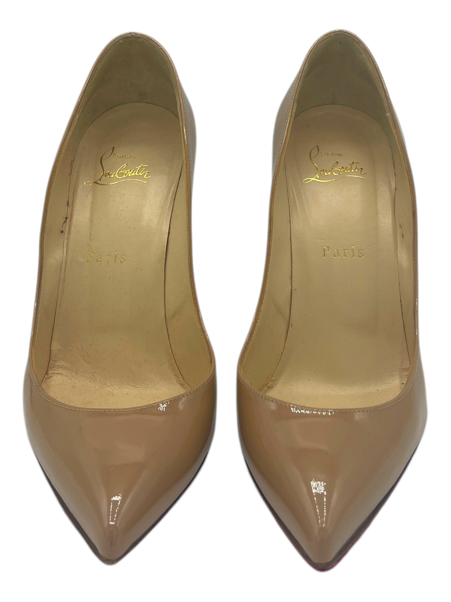 Christian Louboutin Beige Patent Leather Kate Pumps 7 M / 8.5 W