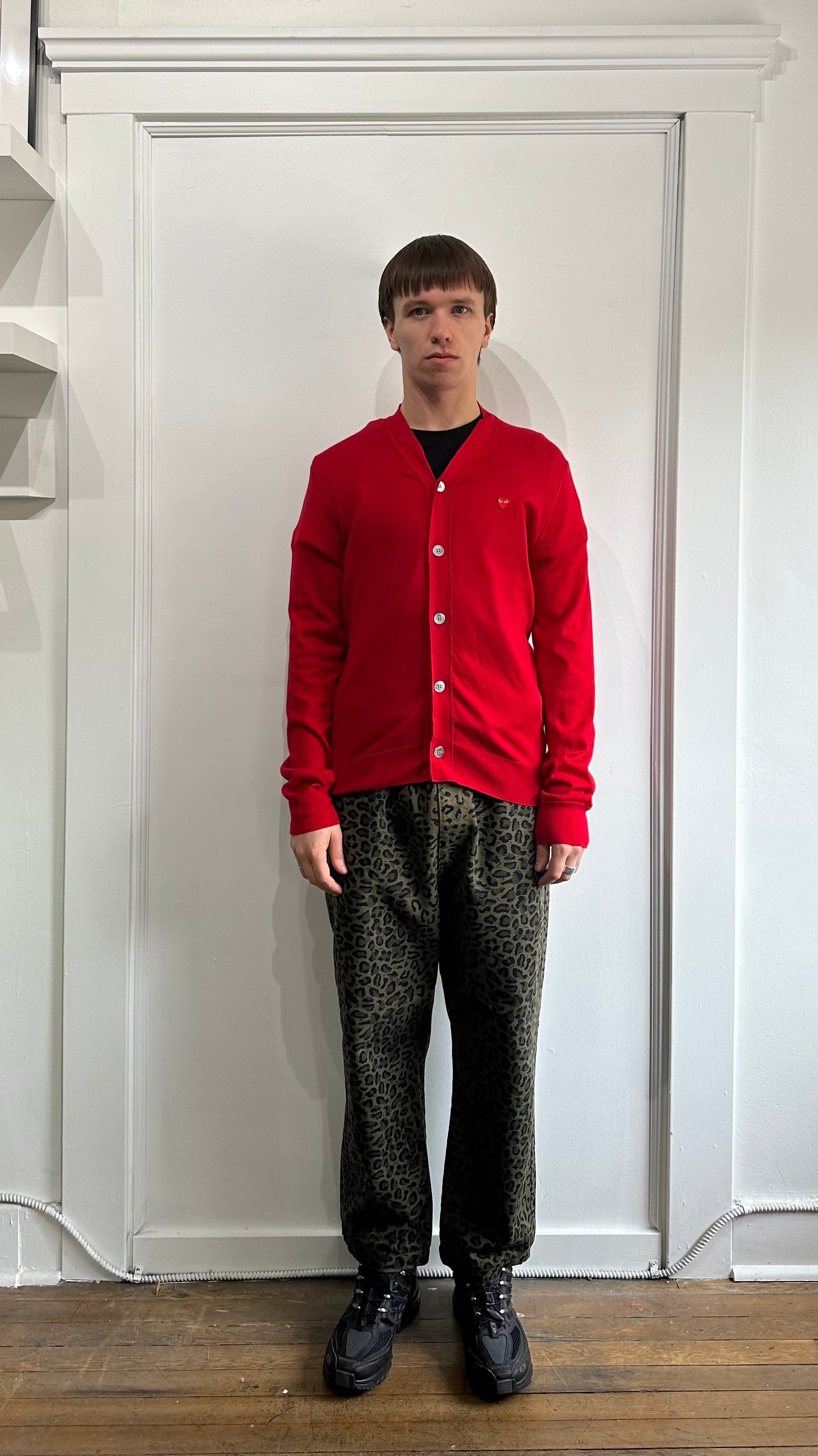 Comme Des Garcons PLAY Red Small Heart Logo Cotton Cardigan Small - S