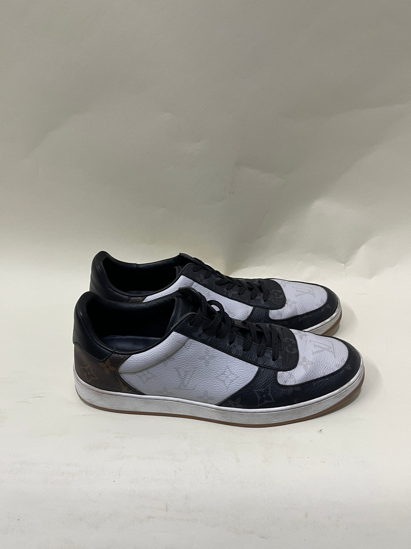Louis Vuitton Black, White, Brown Low Rivoli Sneakers 9 M / 10.5 W