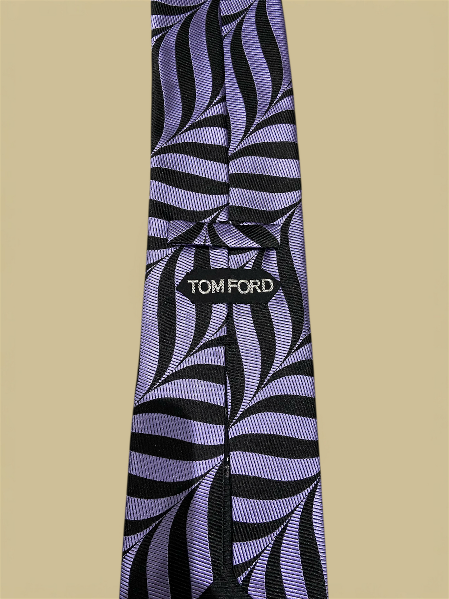 Tom Ford Lilac & Black Wavy Zebra Print Silk Tie