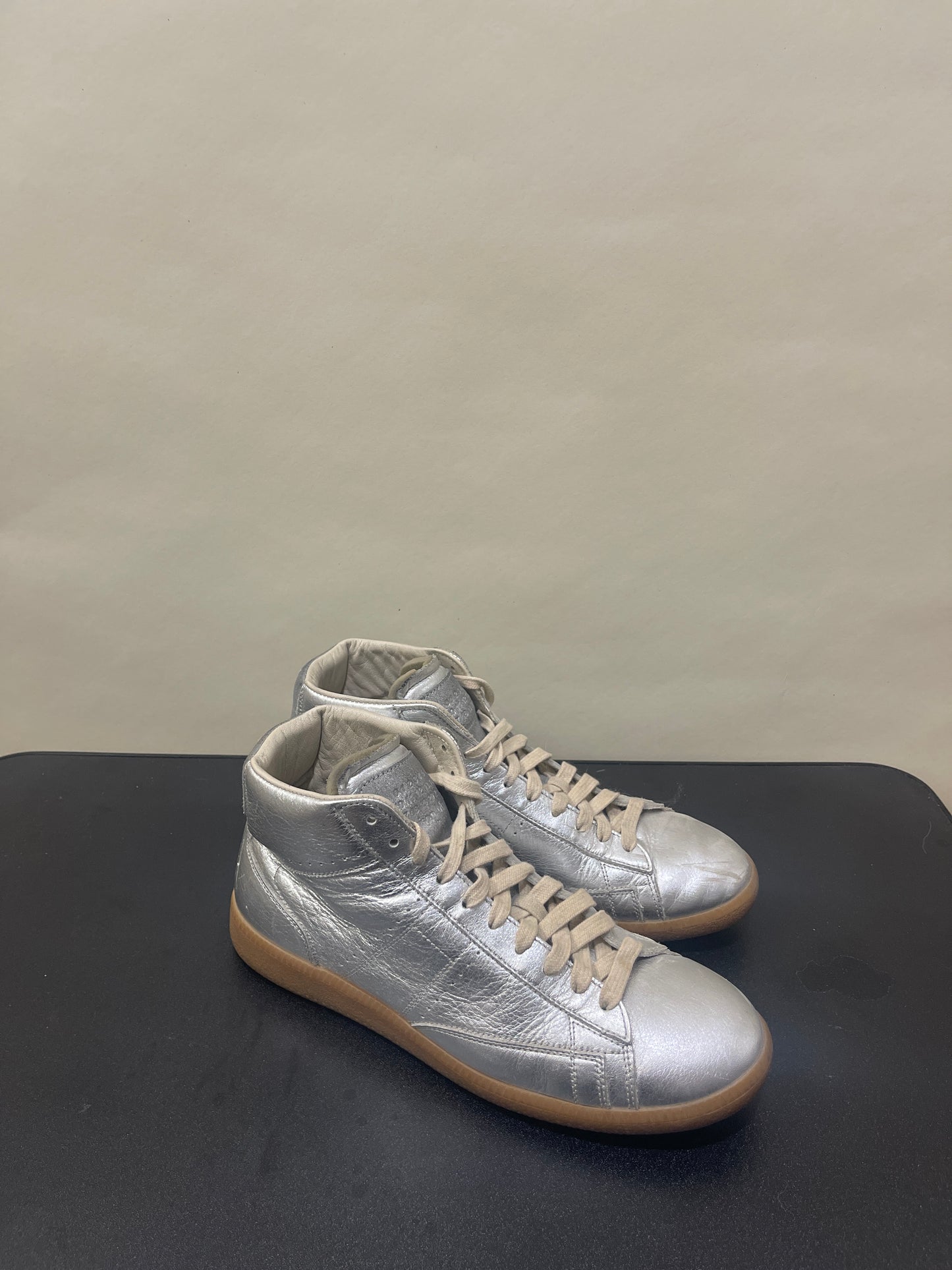 Maison Margiela Silver Leather High Top Sneakers 8 M / 9.5 W
