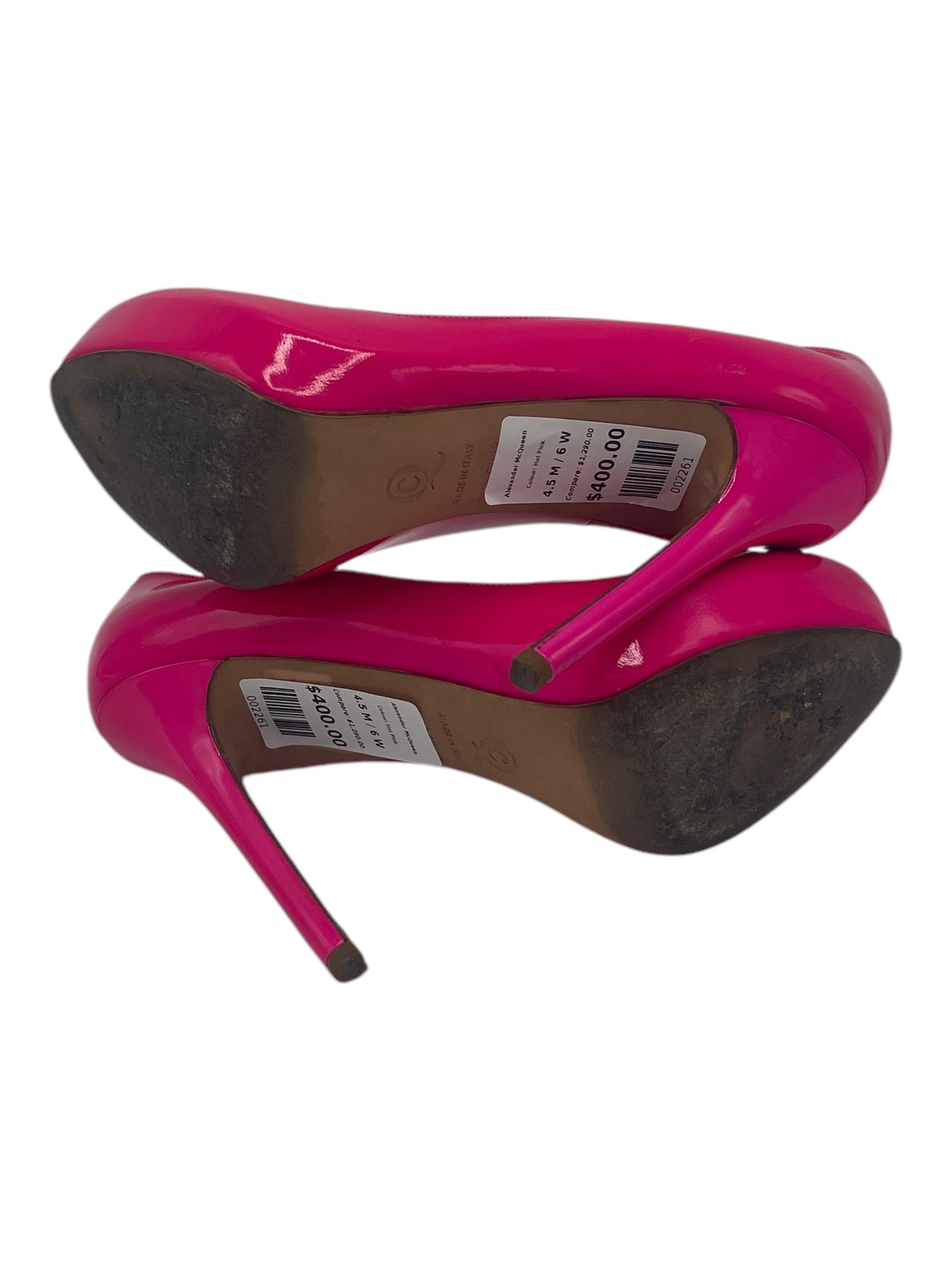 Alexander McQueen Hot Pink Heart Cutout Heels 4.5 M / 6 W