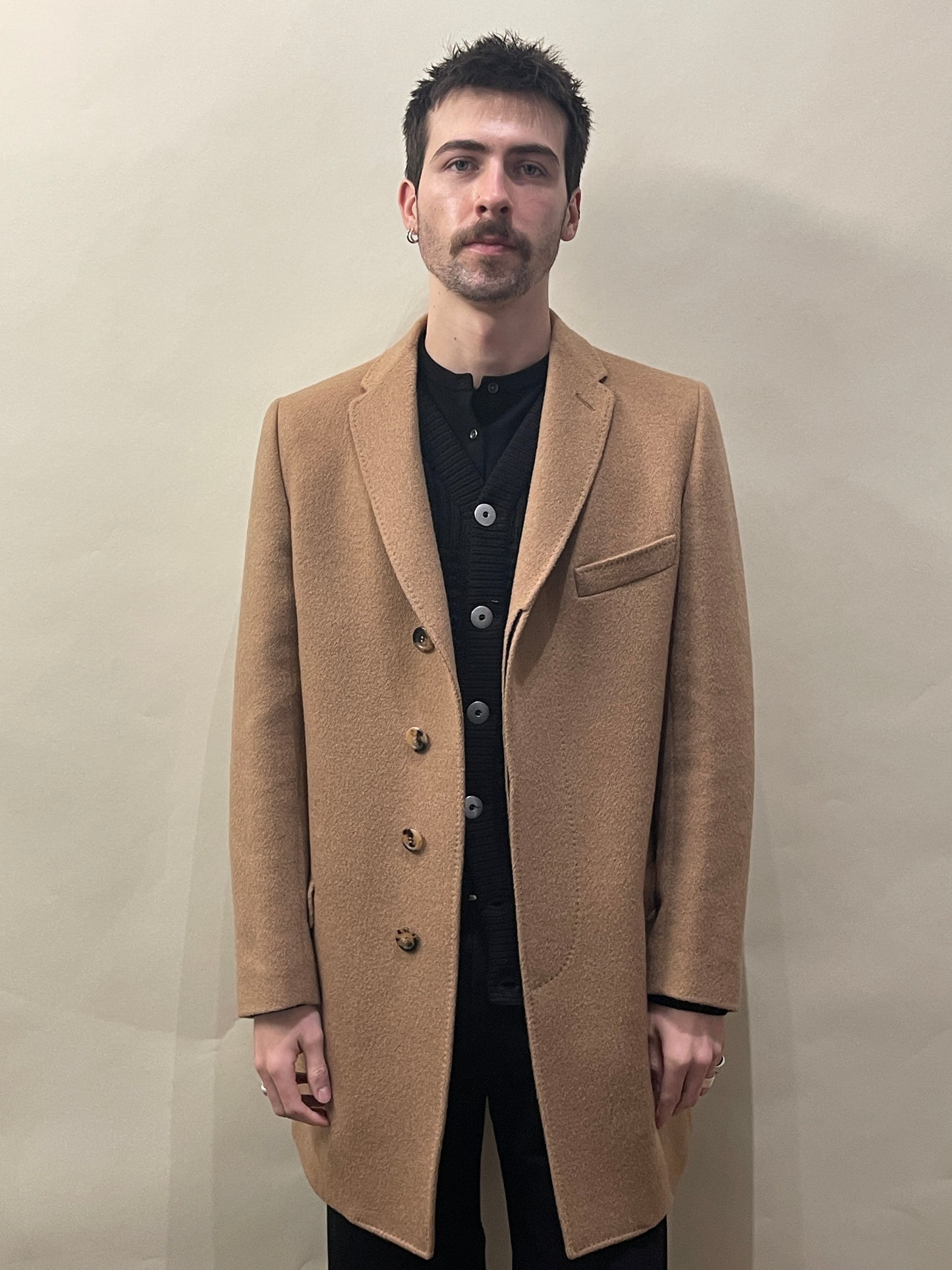 Paul Smith Camel Coloured Wool Camel Hair Blend Overcoat 40