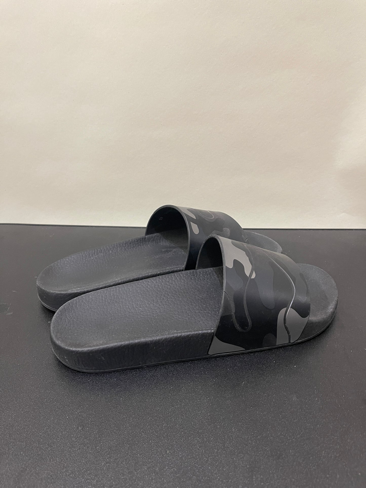 Valentino Black & Grey Camo Rubber Slides 10 M / 11.5 W