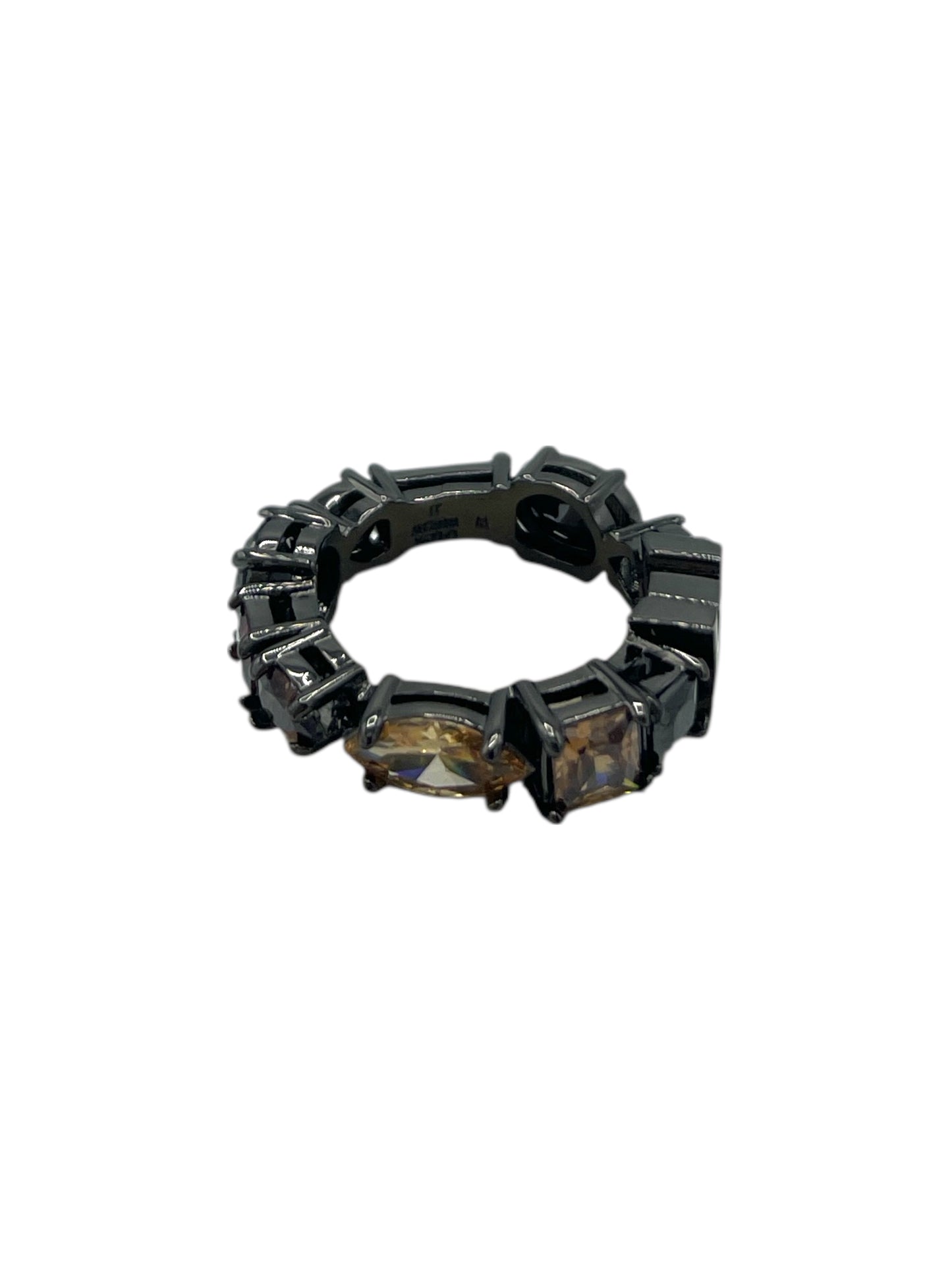 Louis Vuitton Gunmetal & Gem LV Light Ring 8.25 US
