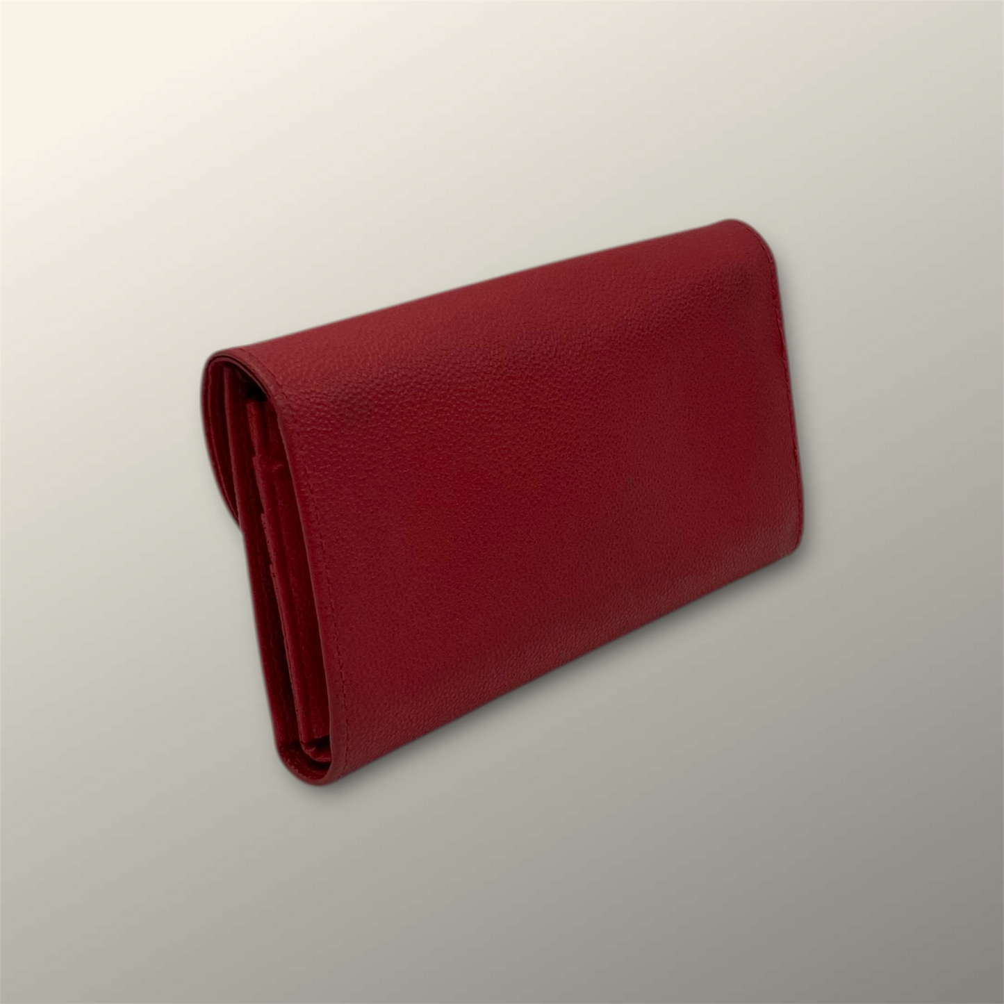 Pierre Balmain Red Pebbled Leather Foldover Wallet