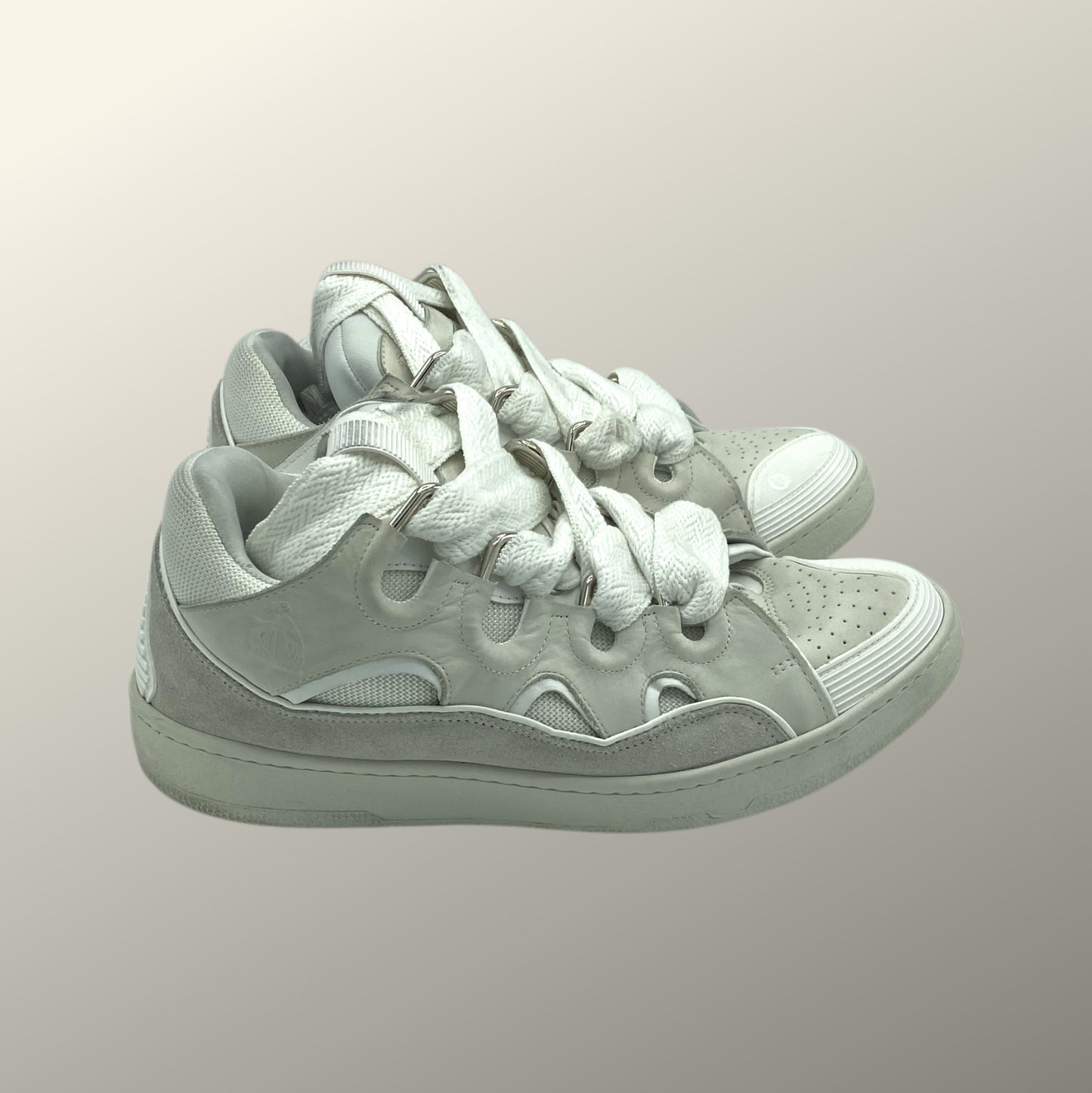 Lanvin White Leather & Suede Curb Sneakers 11 M / 12.5 W