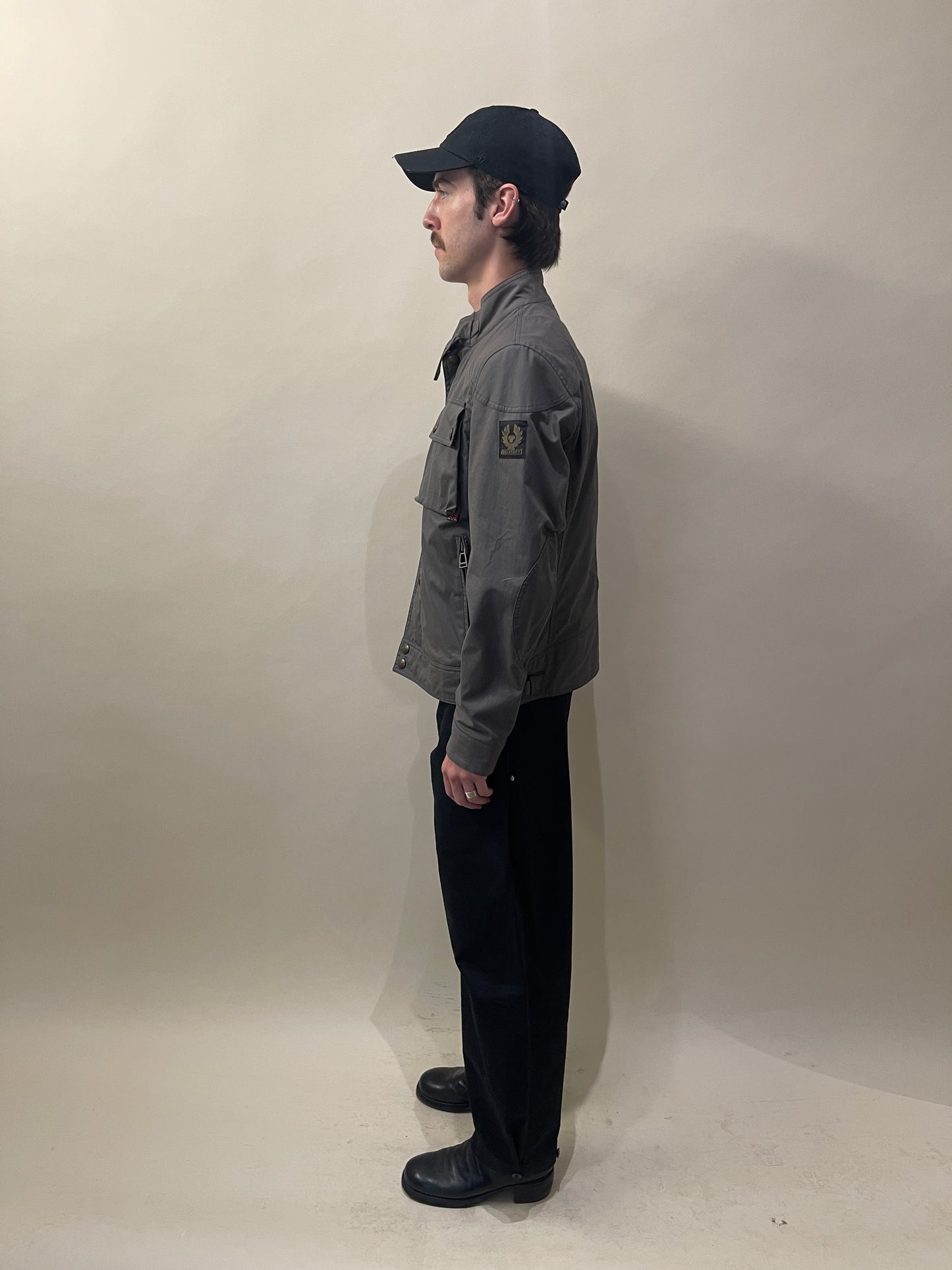 Belstaff Dark Grey Waxed Cotton Racemaster Jacket 38