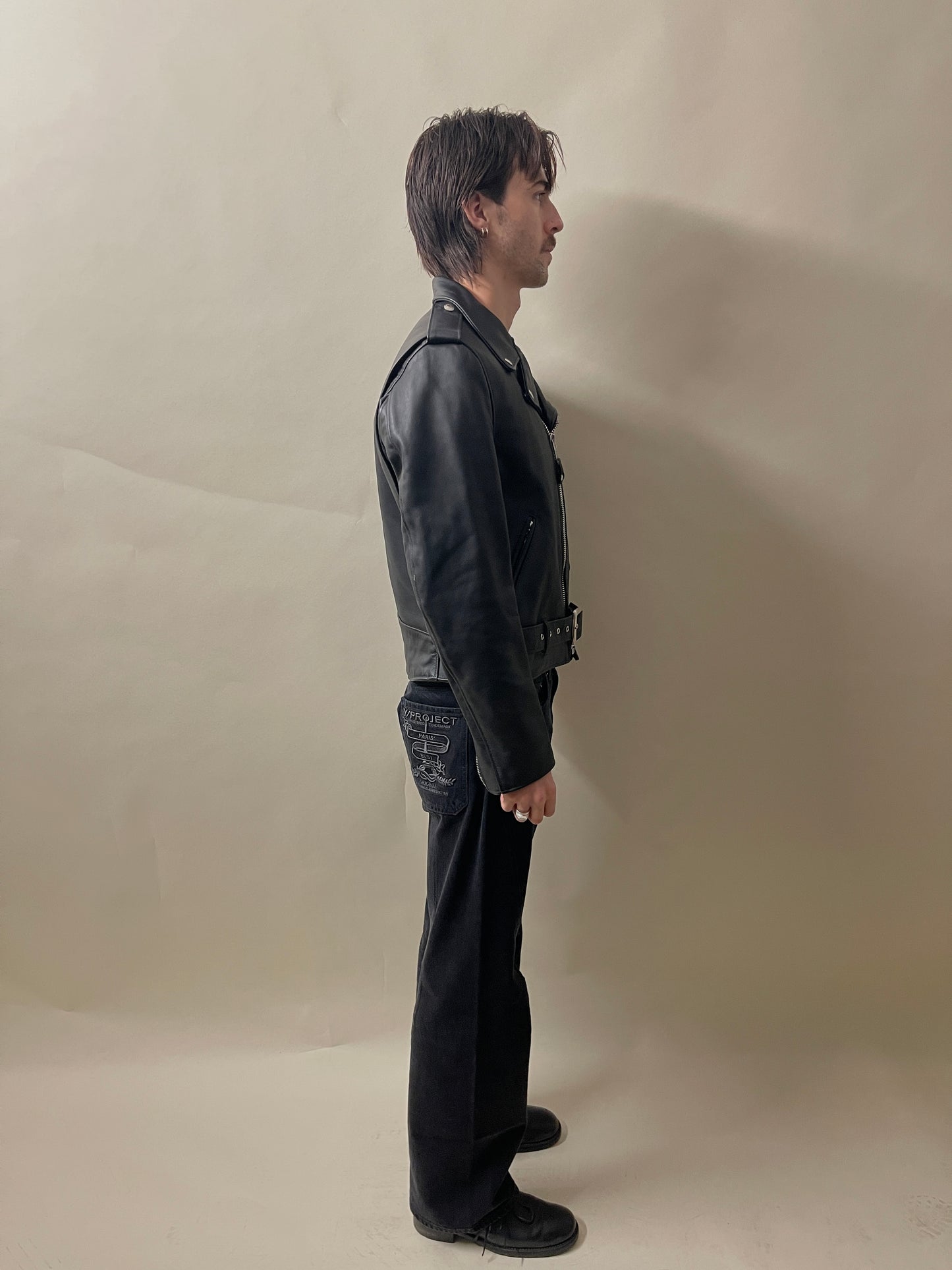 Schott NYC Black Heavy Cowhide Perfecto Jacket 40