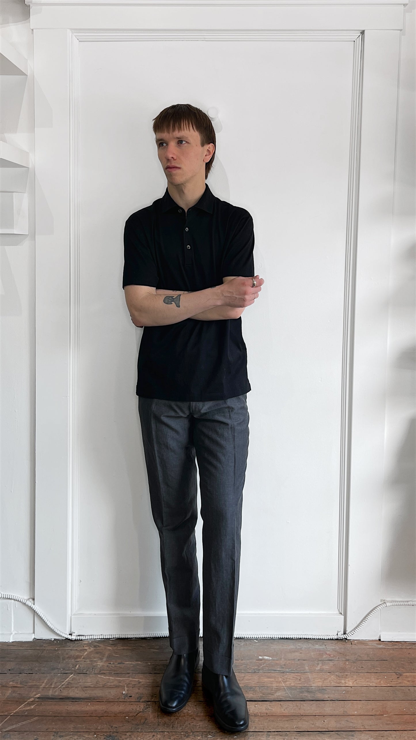 Gran Sasso Black Cotton SS Polo Shirt Large