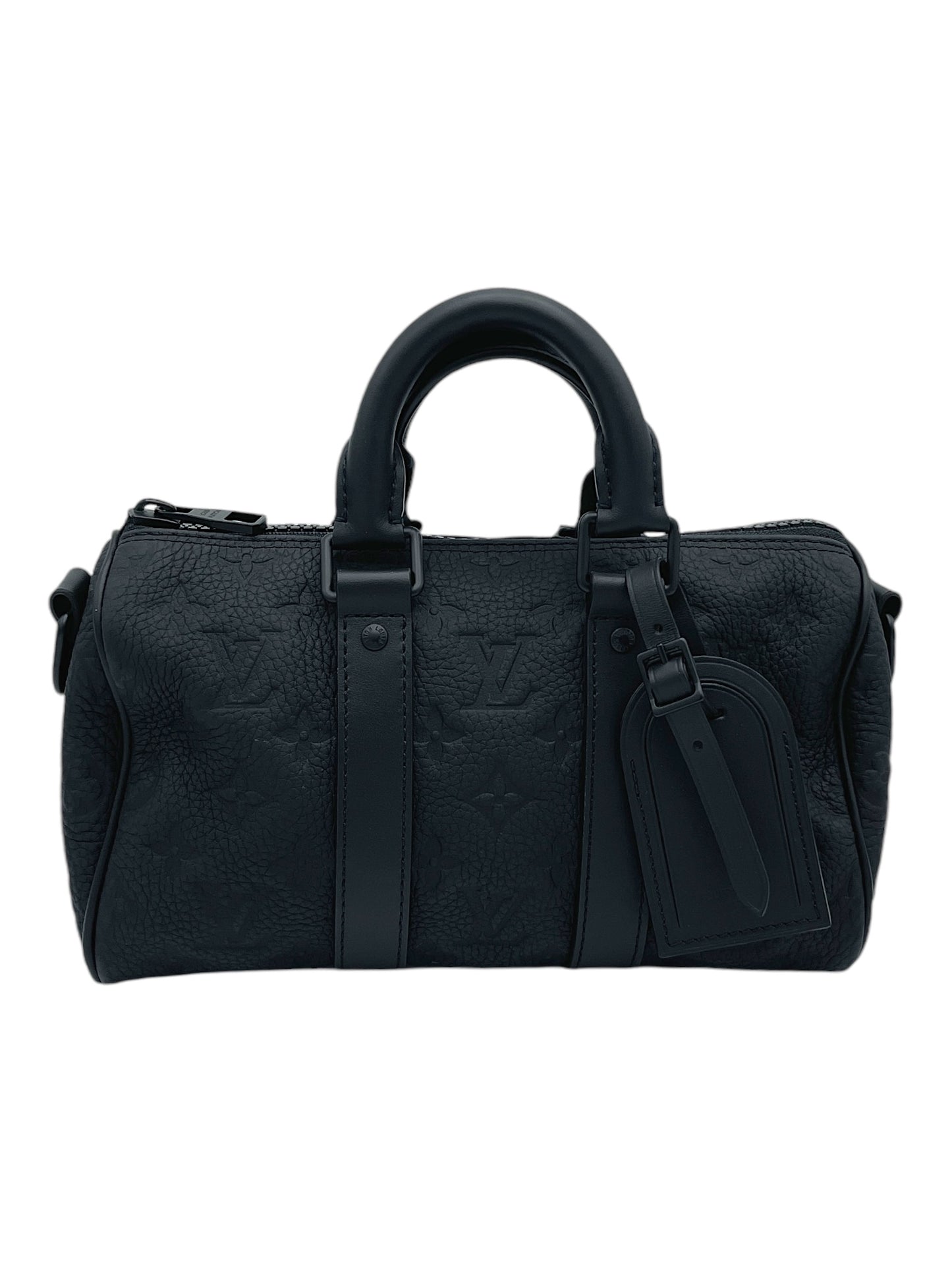 Louis Vuitton Black Leather Keepall Bandoulière 25 Bag