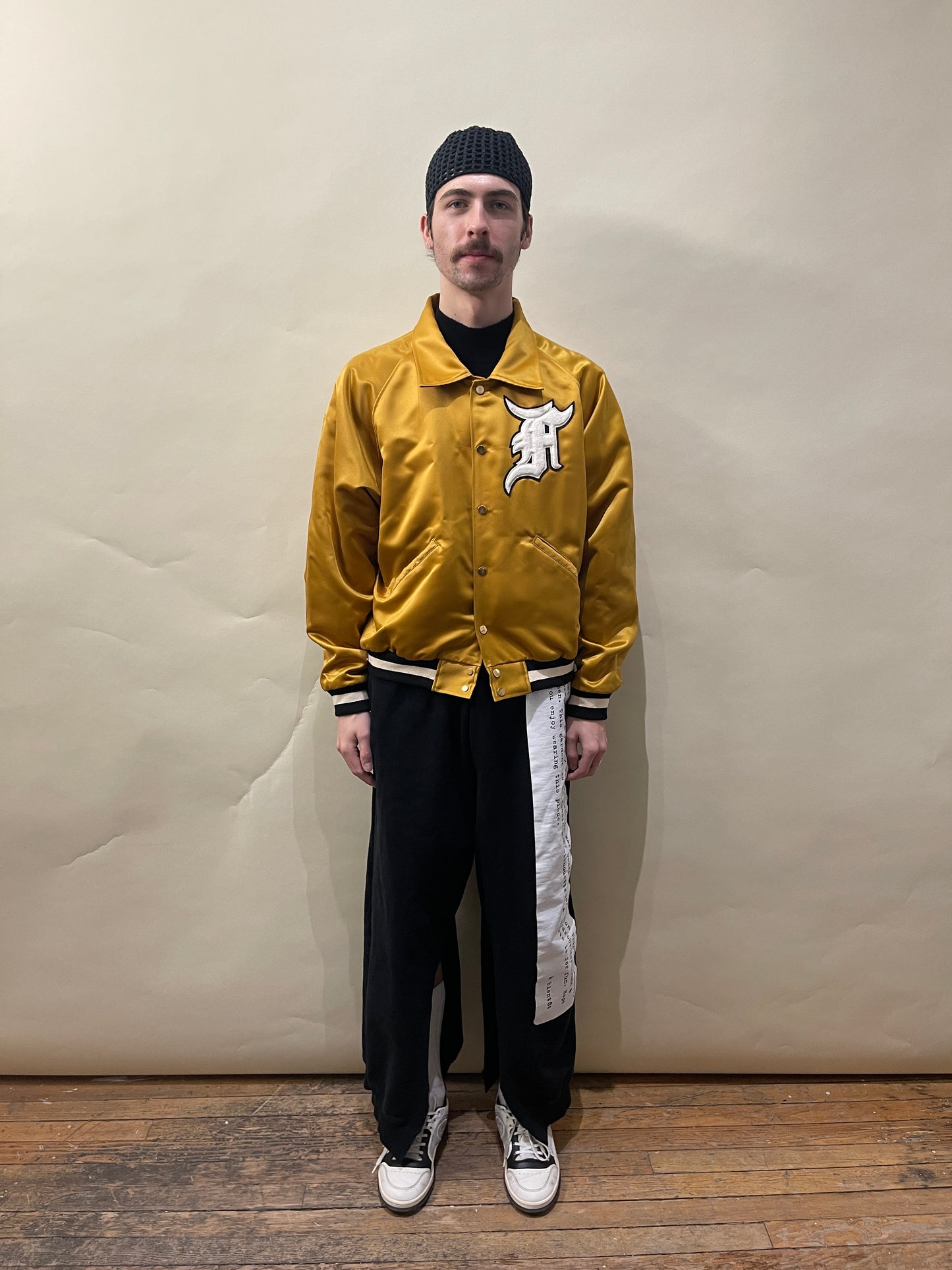 Fear of God Gold Satin Coaches Bomber Jacket Large - L