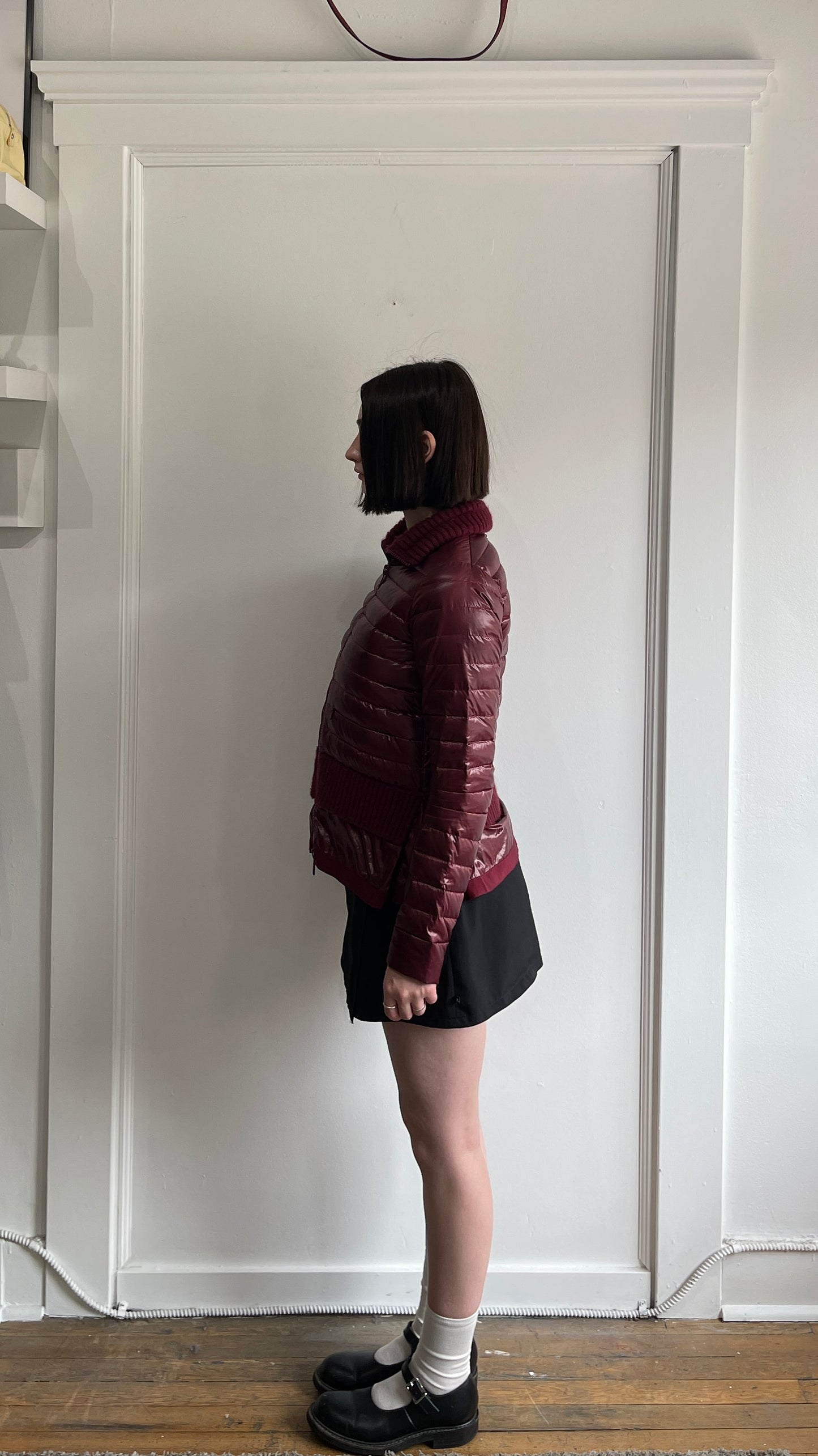 Søsken Studios Maroon Down Filled Cropped Zip Up Jacket 1