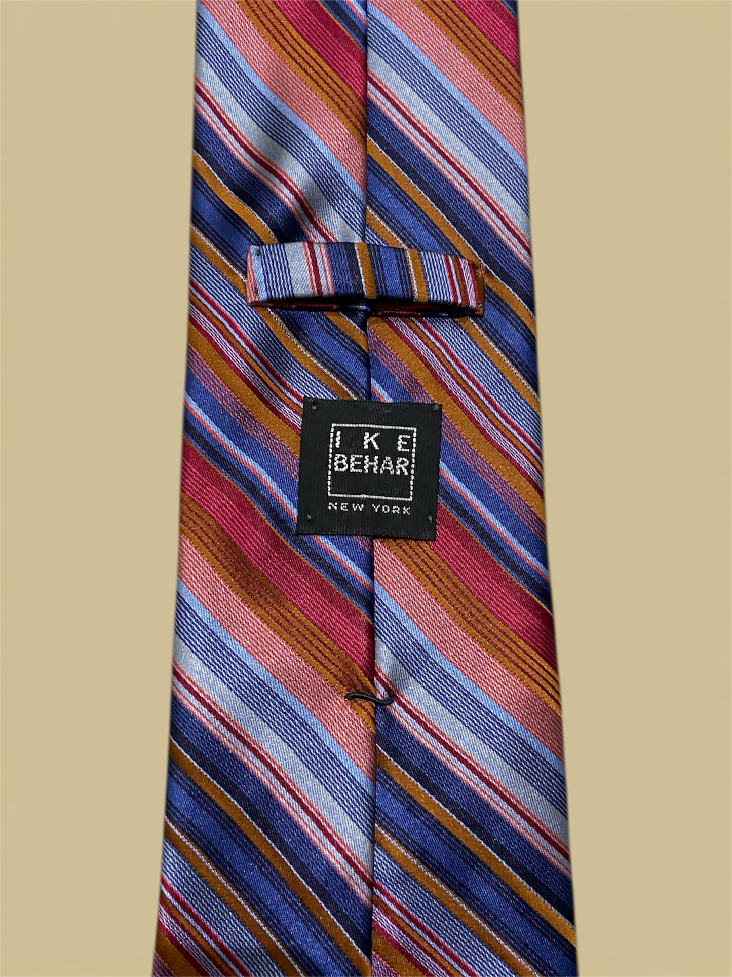 Ike Behar Multi Blue & Red Striped Silk Tie