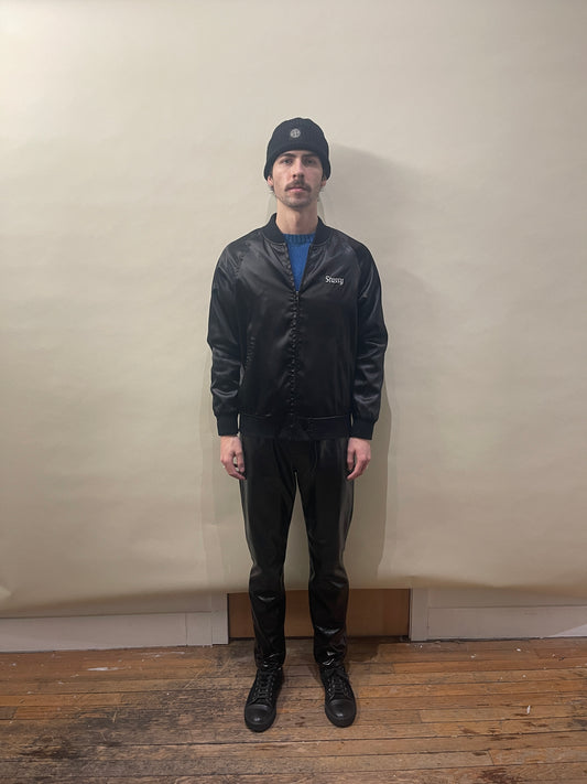 Stussy Black Satin 'California' Bomber Jacket Medium - M