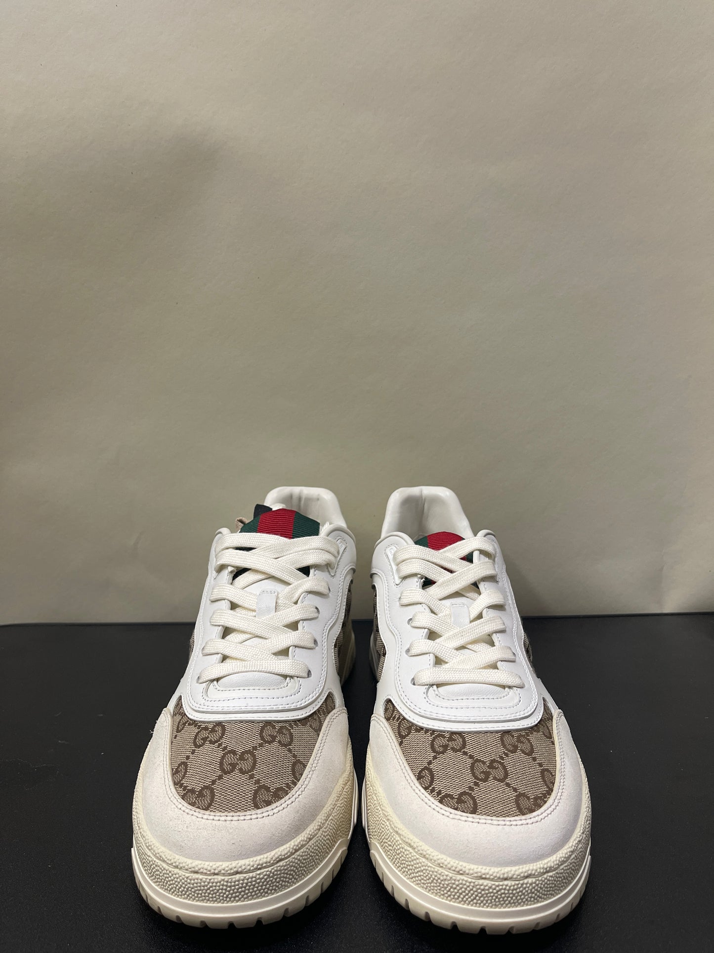 Gucci White Leather & Canvas Re-Web Sneakers 9 M / 10.5 W