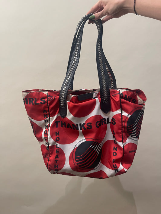 Stella McCartney Red & Black Nylon 'Thanks Girls' Tote