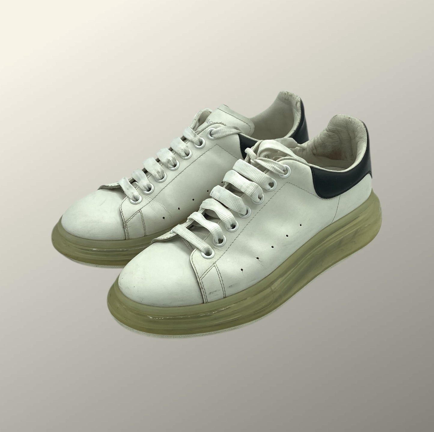 Alexander McQueen White & Black Leather Bubble Oversized Sneakers 9 M / 10.5 W